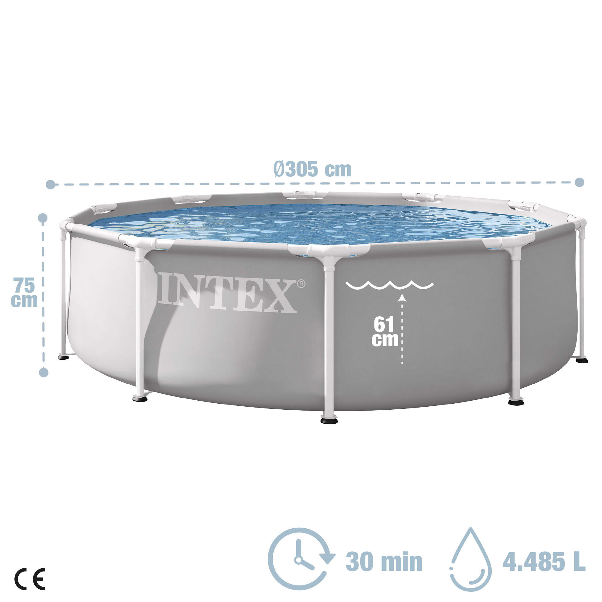 Basen ogrodowy stelażowy z pompą Intex 305 Cm 4/7