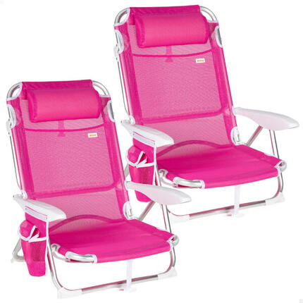 Aktive Lot de 2 chaises de plage basses pliantes multipositions 51x45x76 cm