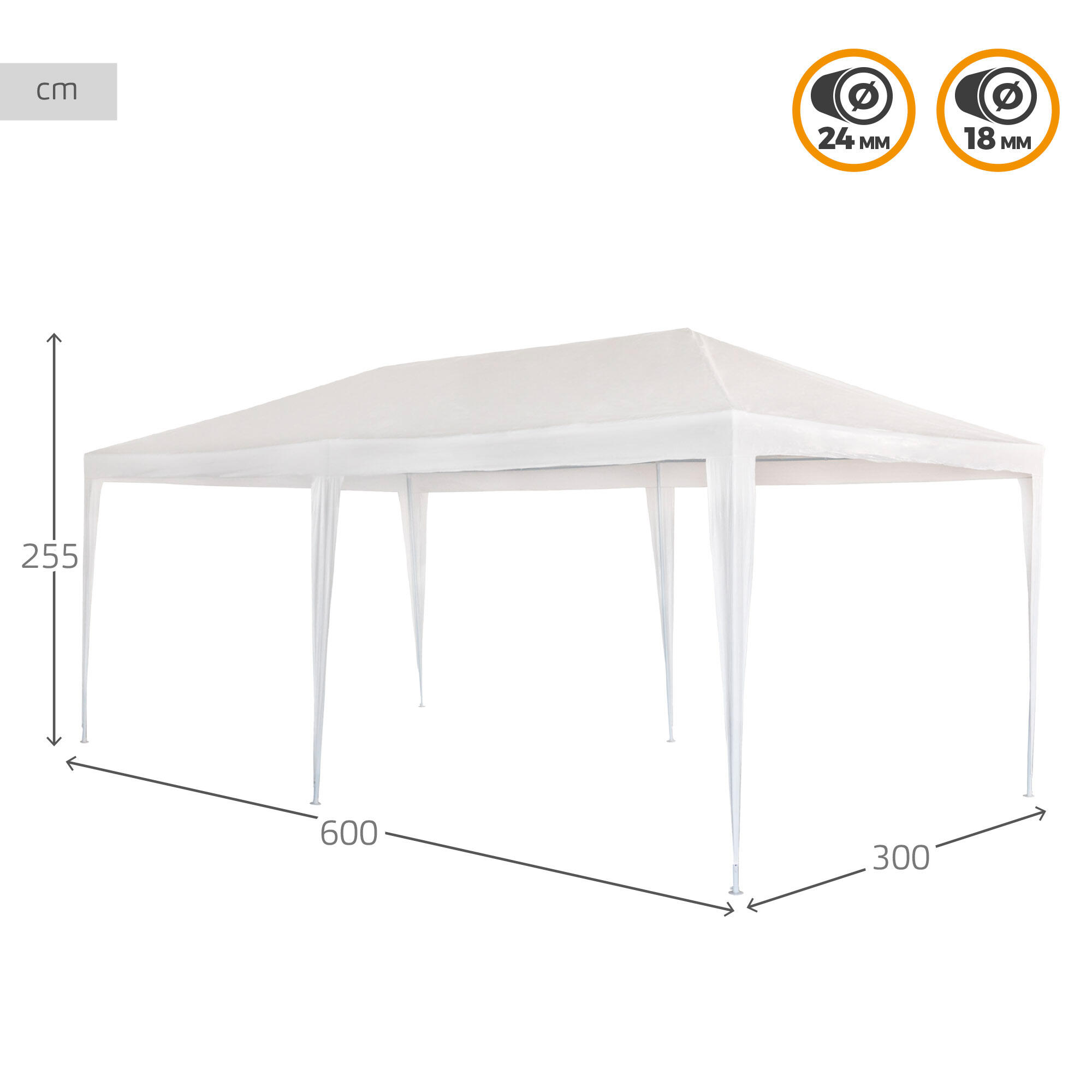 Aktive Gazebo de jardim extra grande destacável 600x300x255 cm branco 4/7