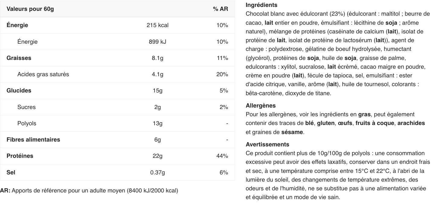 Barres protéinées - Grenade Protein Bar - Chocolat Blanc Biscuit 2/4