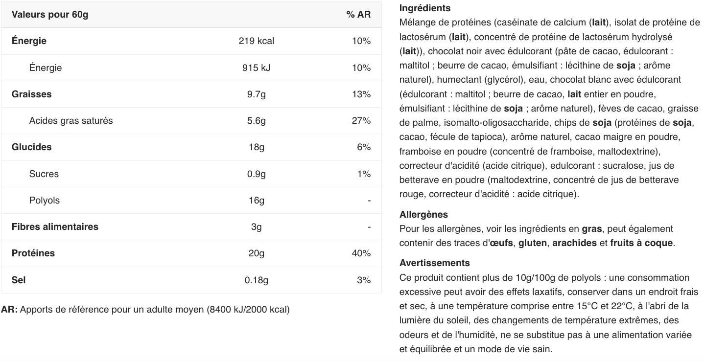 Barres protéinées - Grenade Protein Bar - Chocolat Noir Framboise 2/5