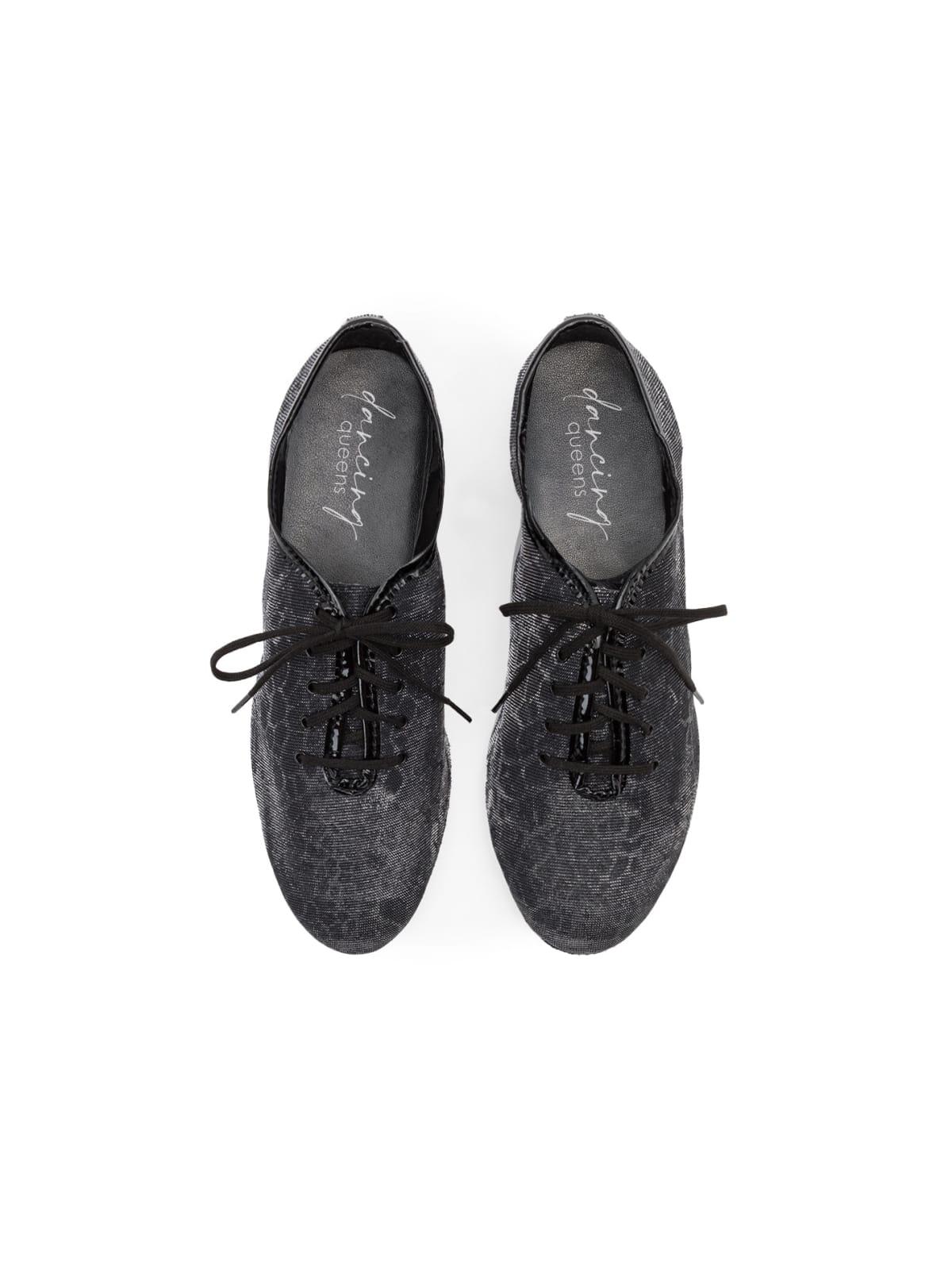 Flow Tanzschuhe in Silber & Schwarz Glitter 3/5