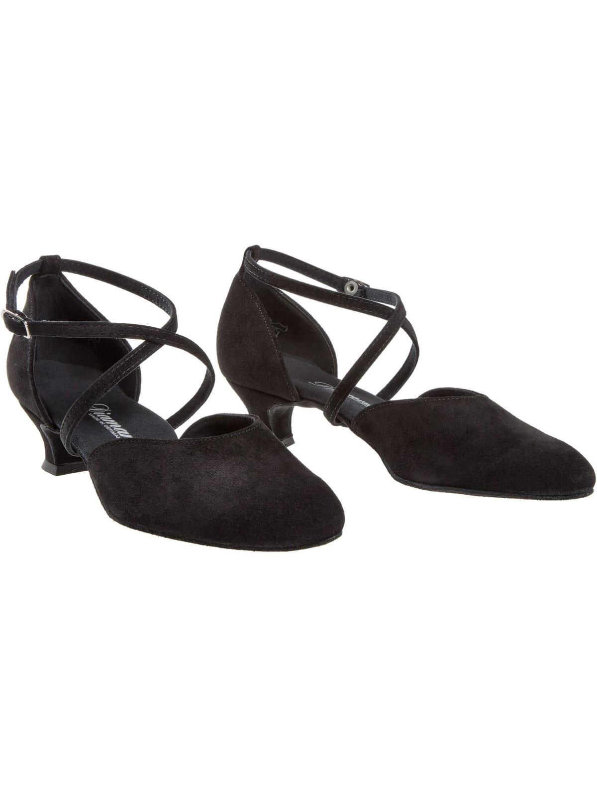 048 Tanzschuhe in Schwarz Wildleder - 4.2 cm flare 3/4