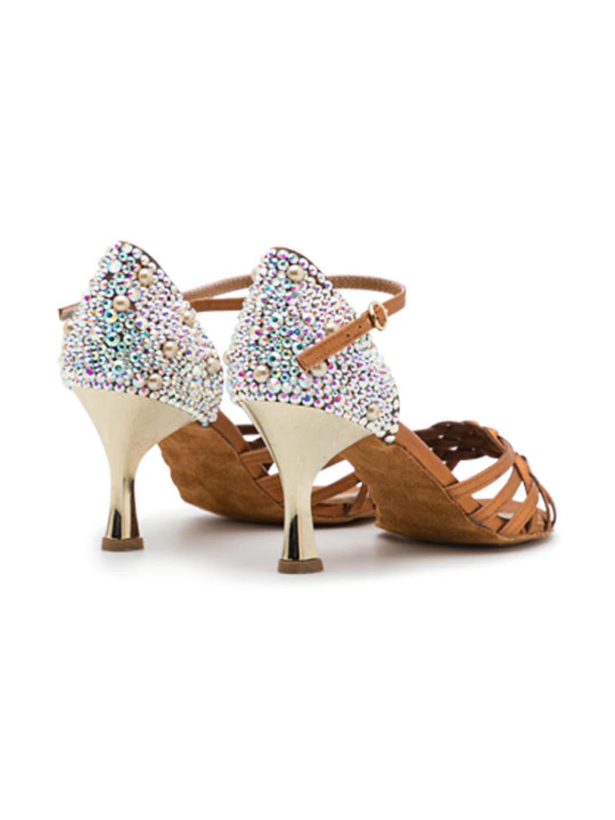 Sparkle Accent Tanzschuhe in Bronze Satin - 7.0 cm flare 7/7