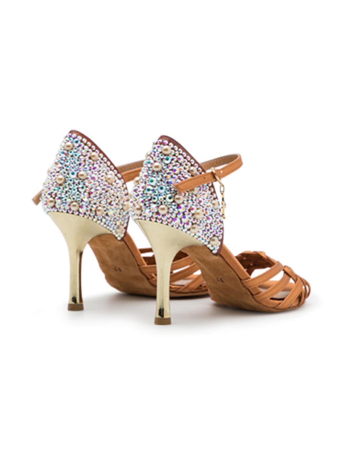 Sparkle Accent Tanzschuhe in Bronze Satin - 7.0 cm flare 6/7