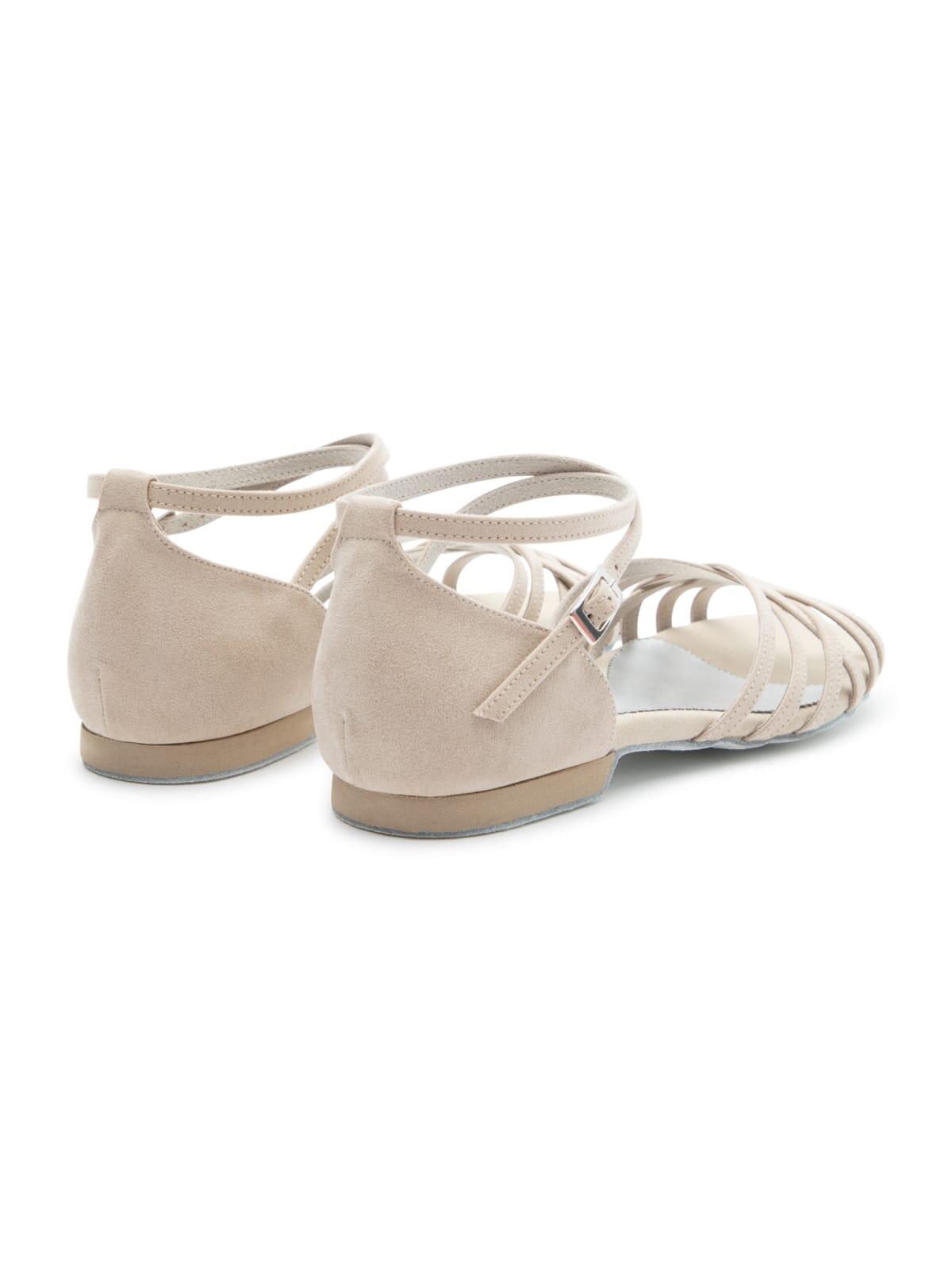 Joy Tanzschuhe in Beige Microfaser & Wildleder-Sohle 3/7
