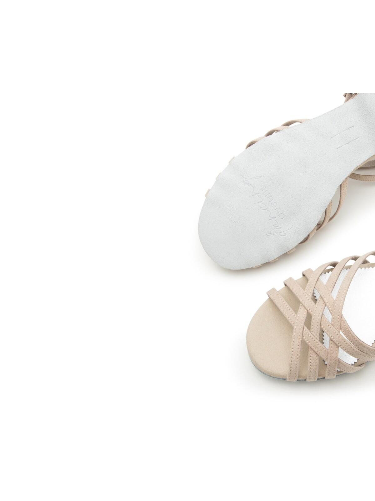 Joy Tanzschuhe in Beige Microfaser & Wildleder-Sohle 7/7