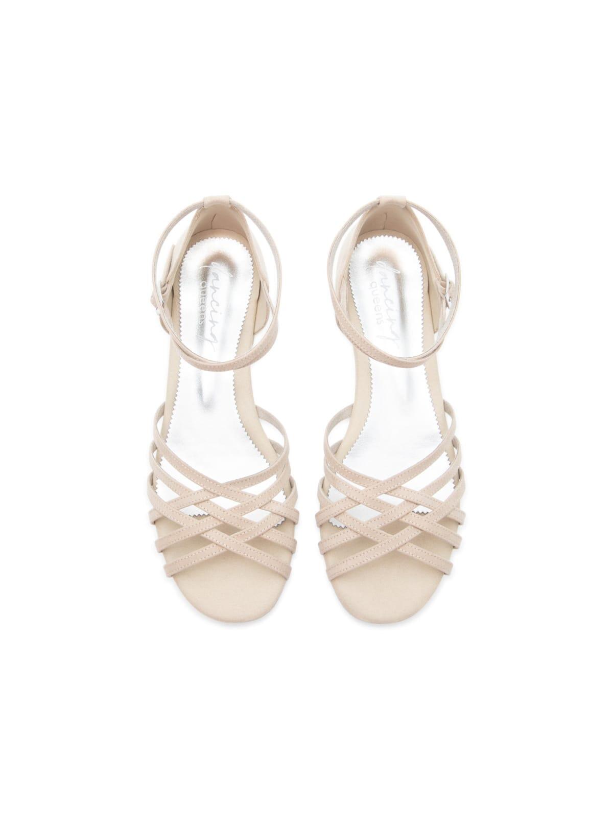 Joy Tanzschuhe in Beige Microfaser & Wildleder-Sohle 4/7