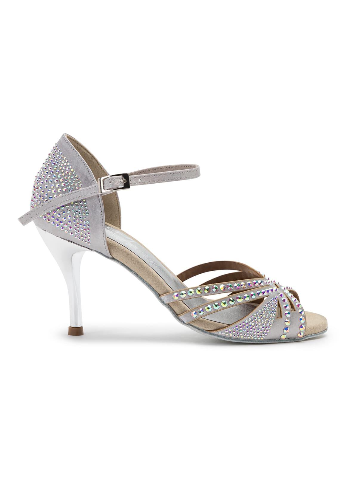 Sparkle Shine Tanzschuhe in Silber Satin - 7.0 cm flare 2/6