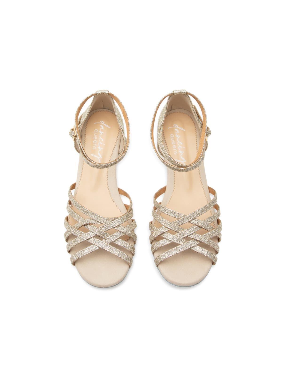 Joy Tanzschuhe in Gold Glitter Mikrofaser & Wildleder-Sohle 3/7
