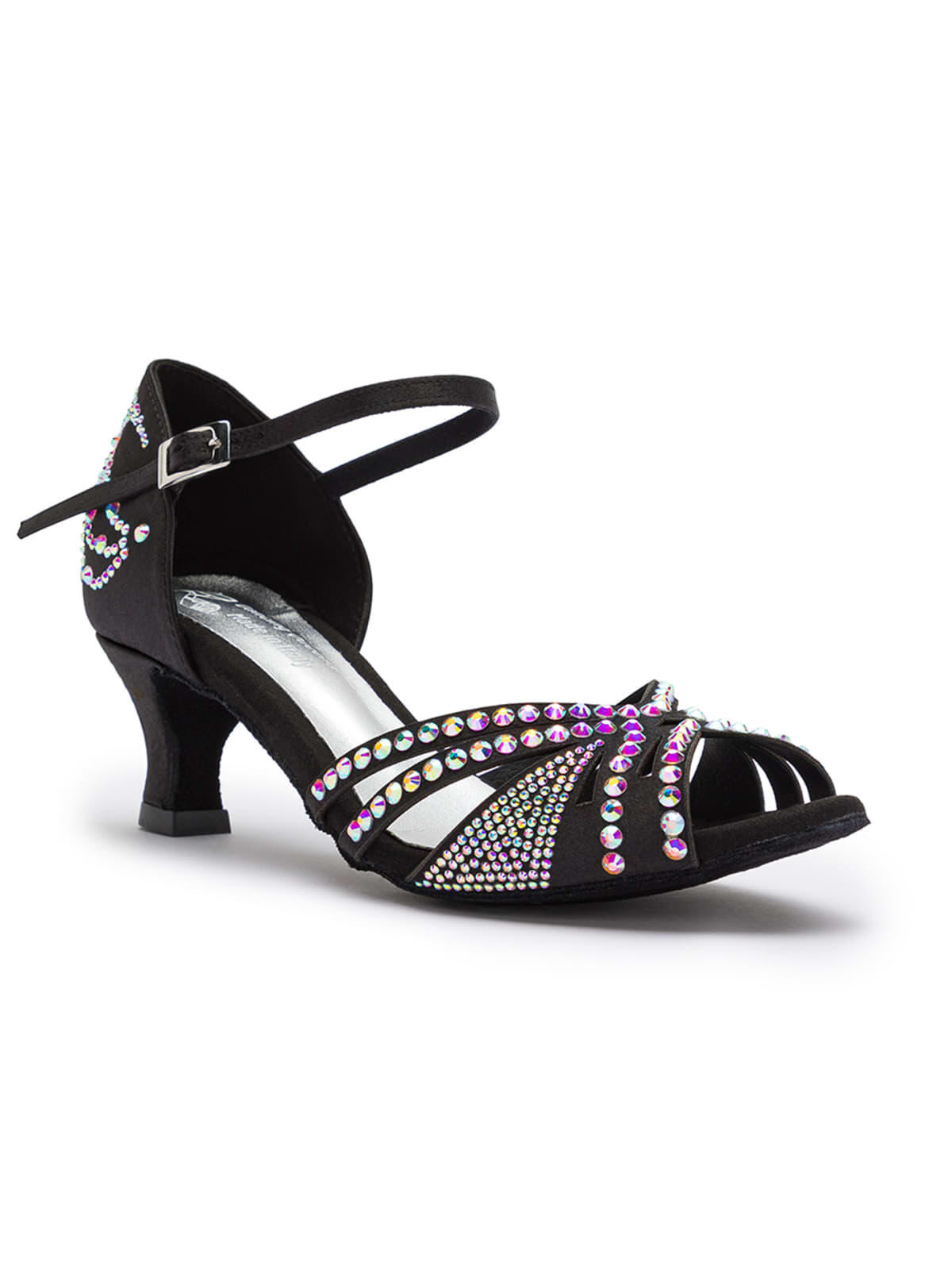 Sparkle Shine Tanzschuhe in Schwarz Satin - 5.0 cm flare 6/7