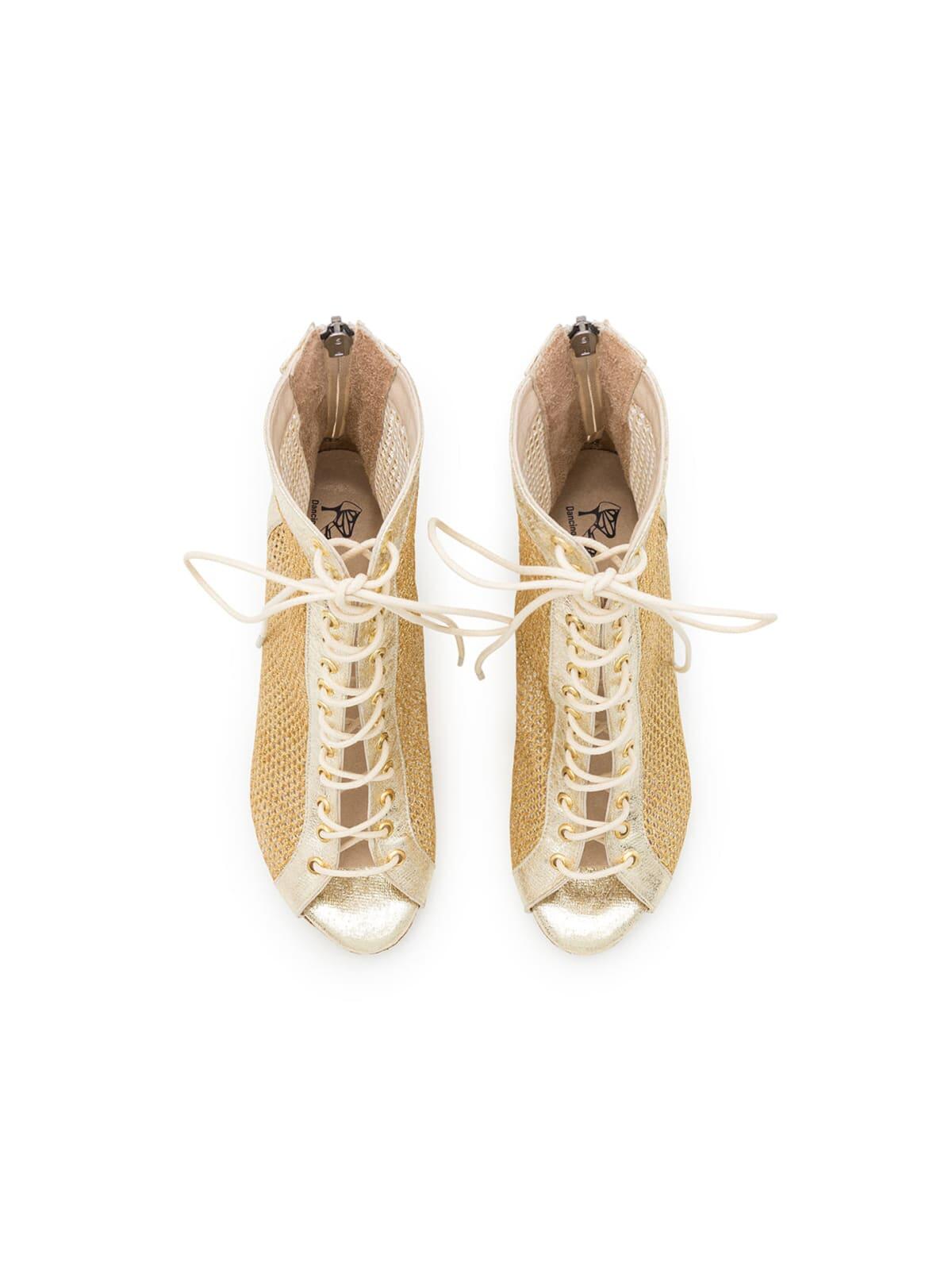 Magnet Aura Tanzschuhe in Gold Glitter - 7.0 cm flare 6/7