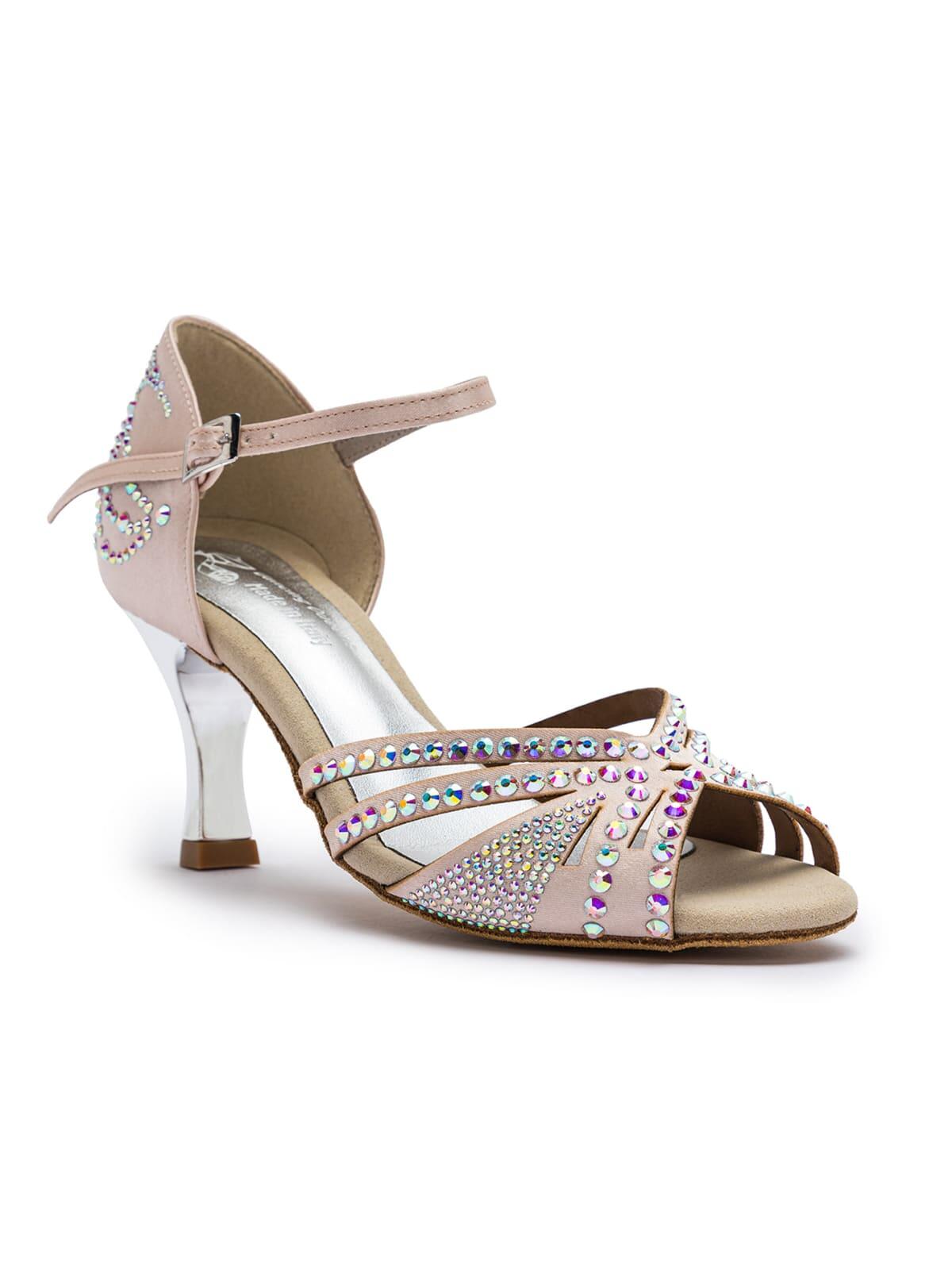 Sparkle Shine Tanzschuhe in Nude Rosé Satin - 5.0 cm flare 7/7