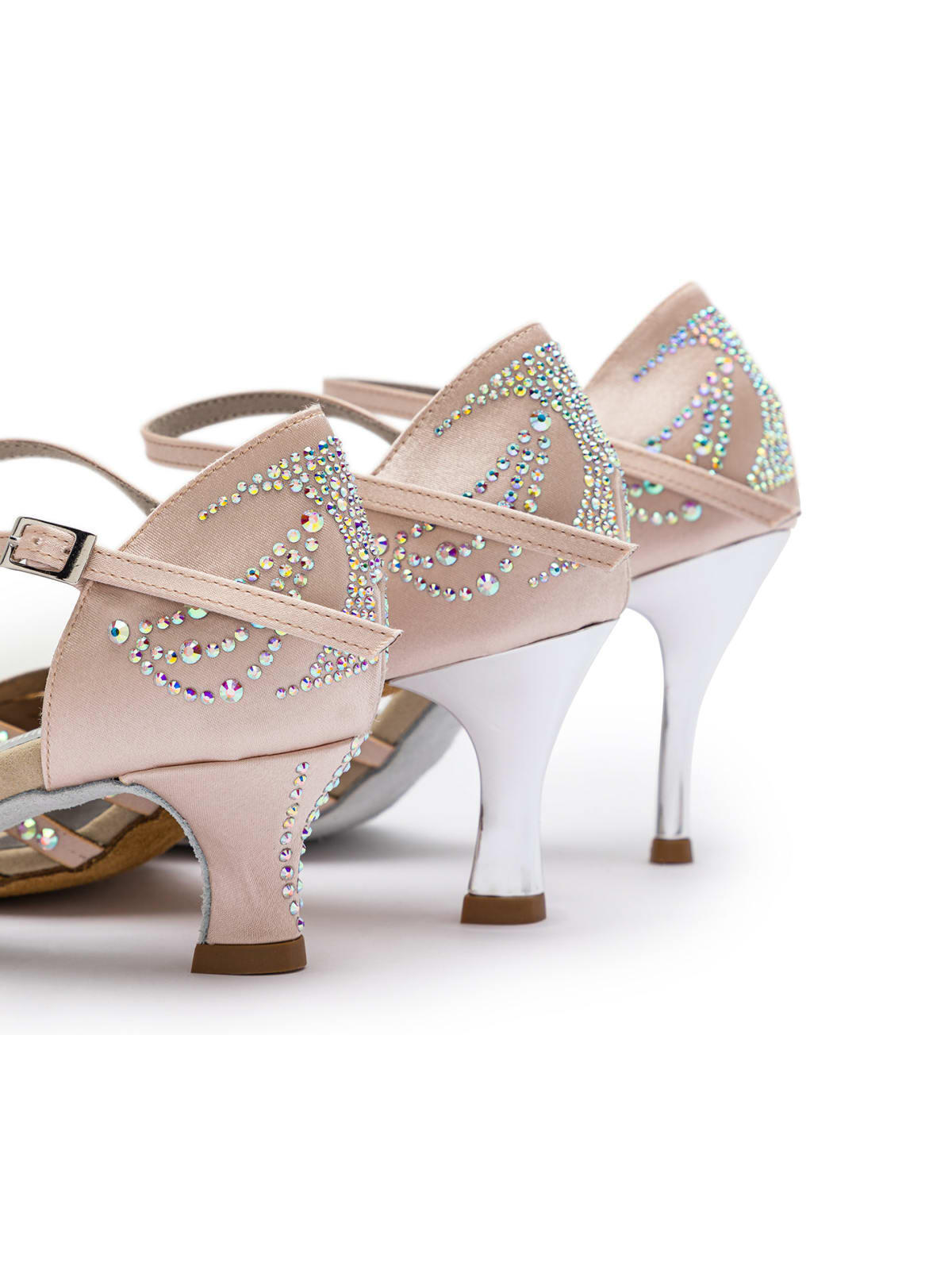 Sparkle Shine Tanzschuhe in Nude Rosé Satin - 5.0 cm flare 5/7