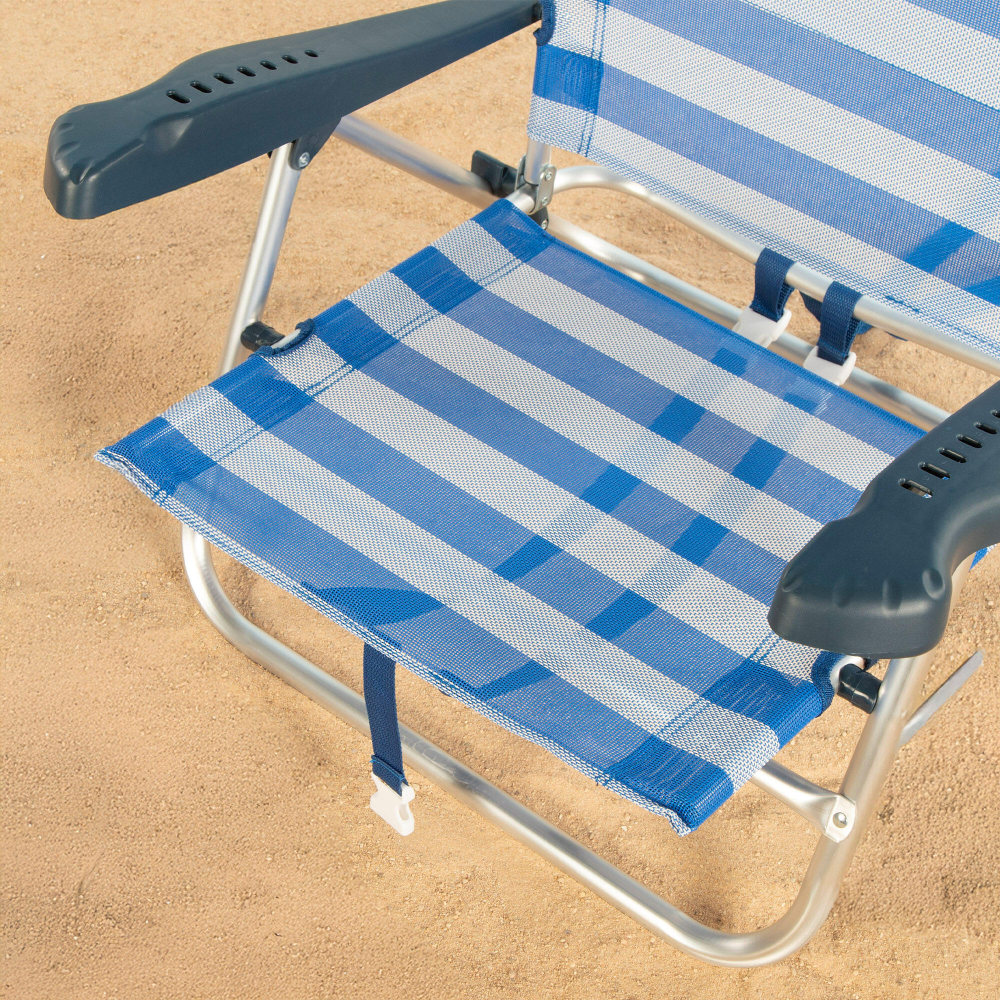 Aktive Set di 2 sedie da spiaggia basse multiposizione 47x49x82 cm stile nautico 7/7