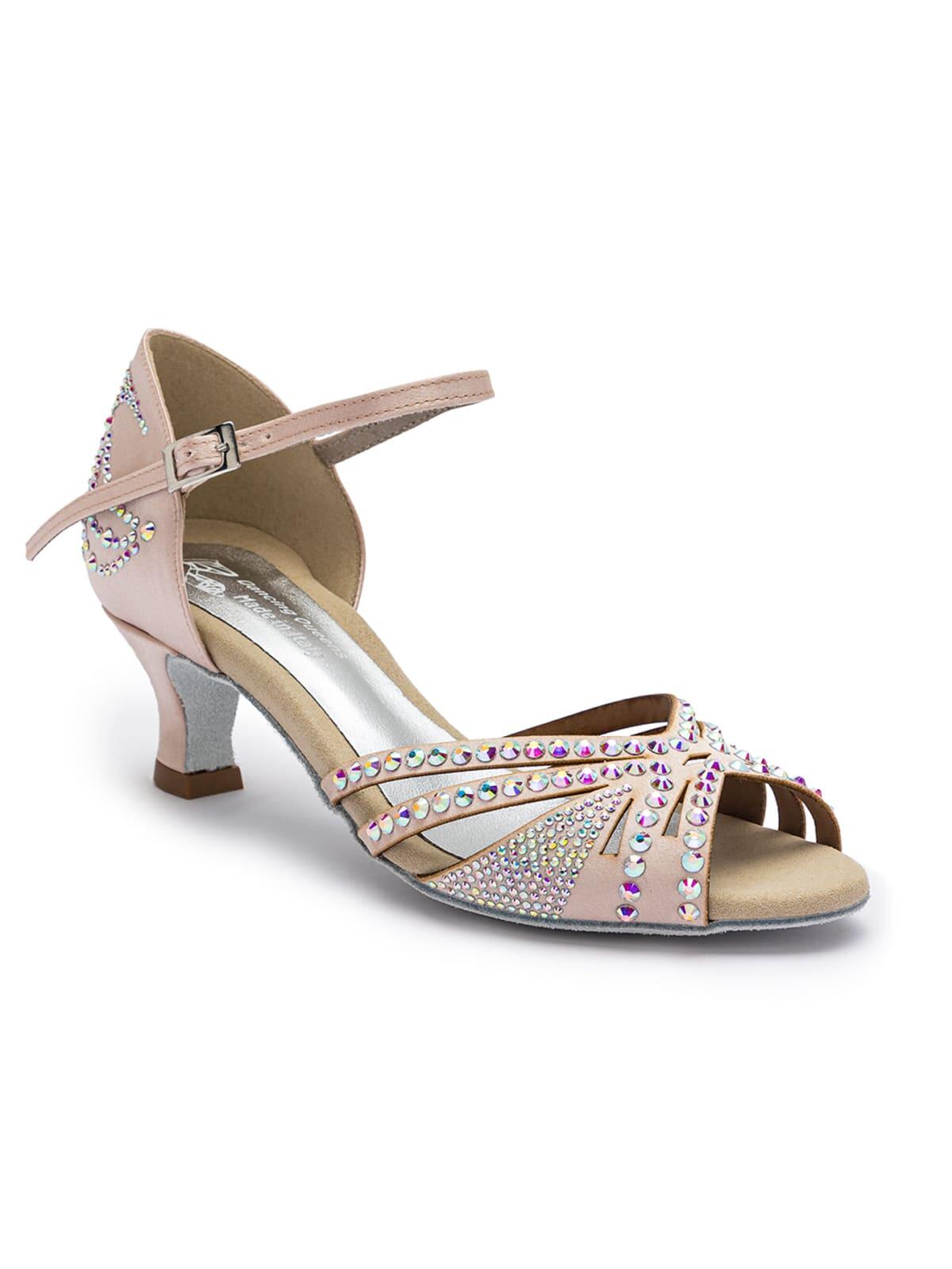 Sparkle Shine Tanzschuhe in Nude Rosé Satin - 5.0 cm flare 6/7