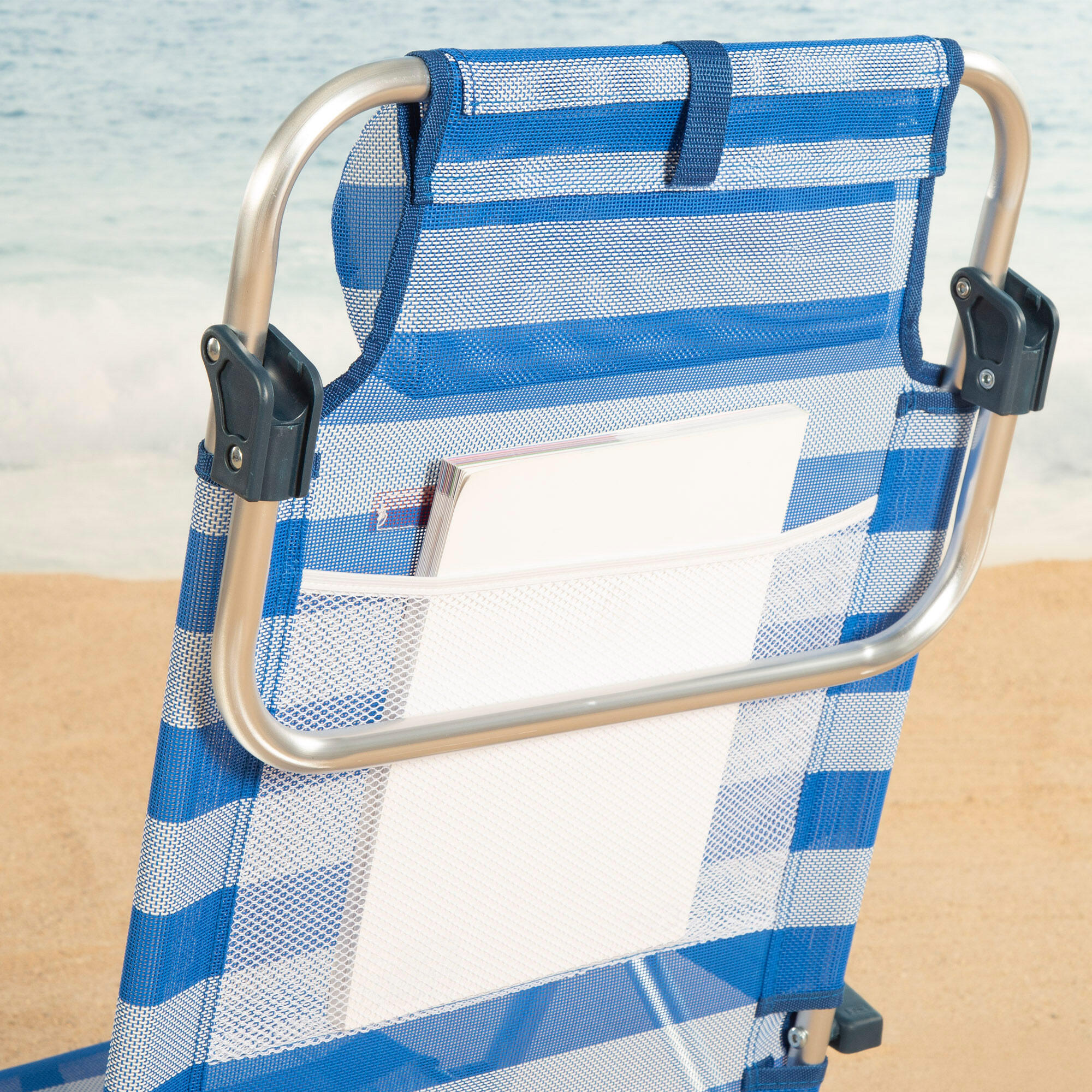 Aktive Set di 2 sedie da spiaggia basse multiposizione 47x49x82 cm stile nautico 6/7