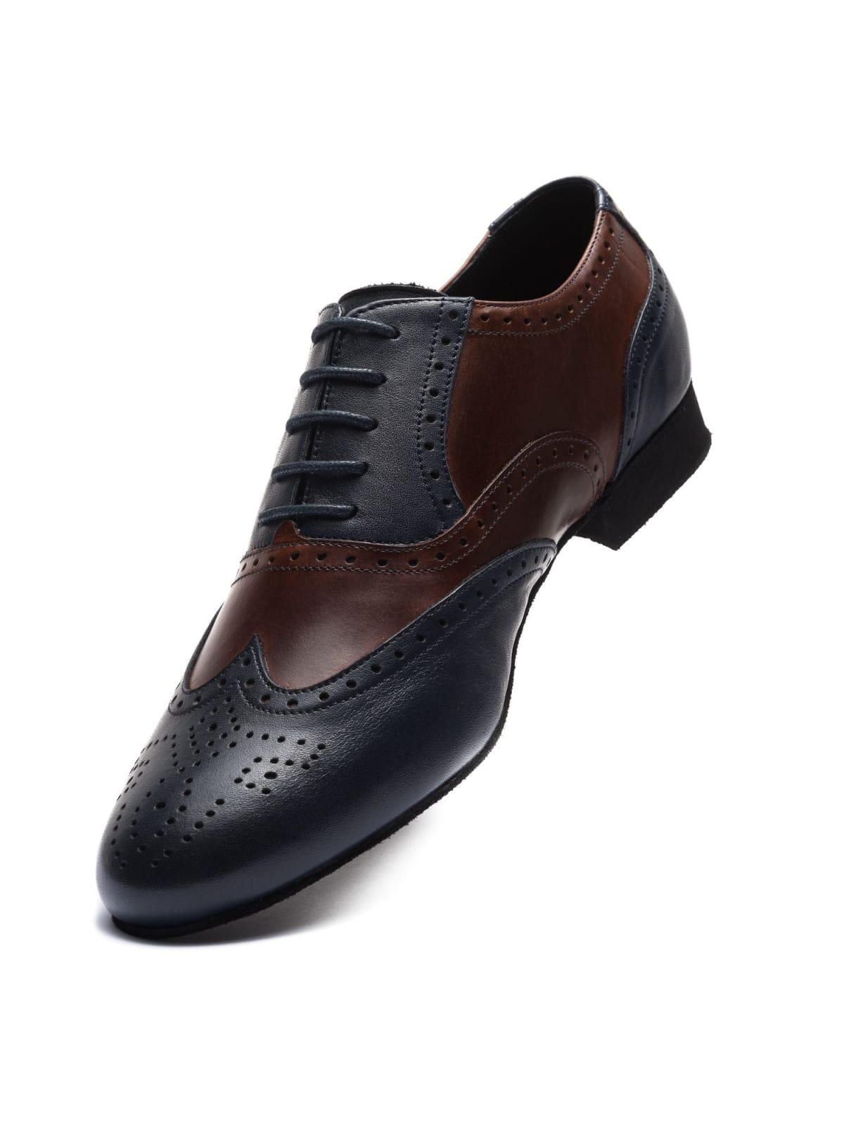 2158 Scarpe da ballo Ruben in blu scuro e marrone 2/7