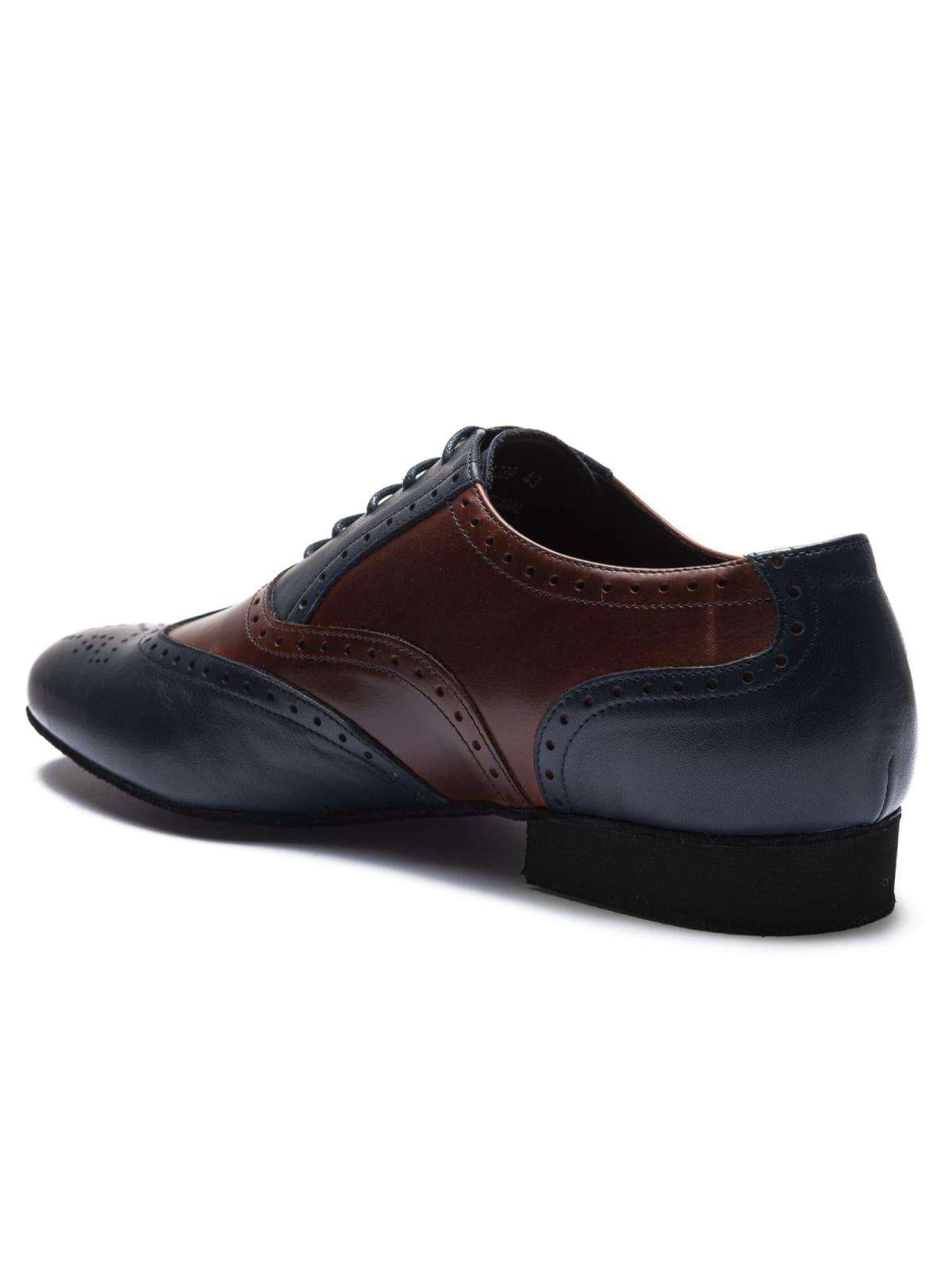 2158 Scarpe da ballo Ruben in blu scuro e marrone 5/7