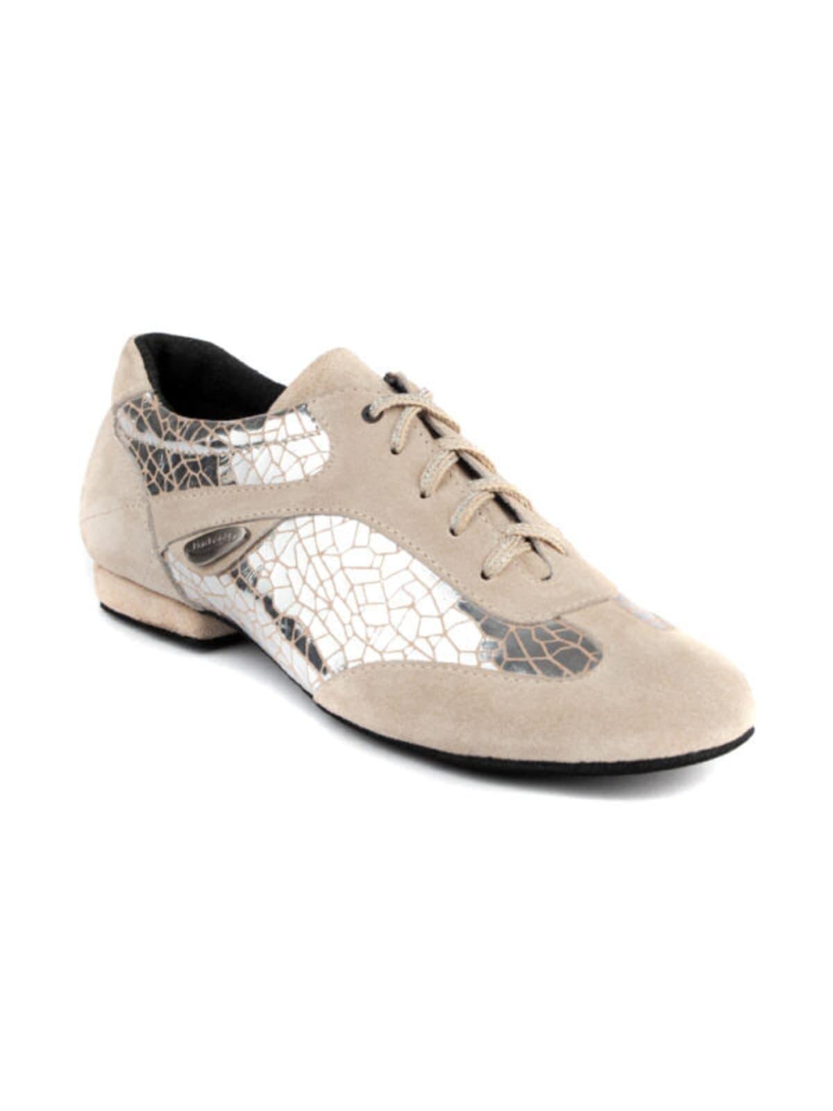 PD08 Fashion Tanzschuhe in Silver Craquelê mit Wildleder Sohle 2/3