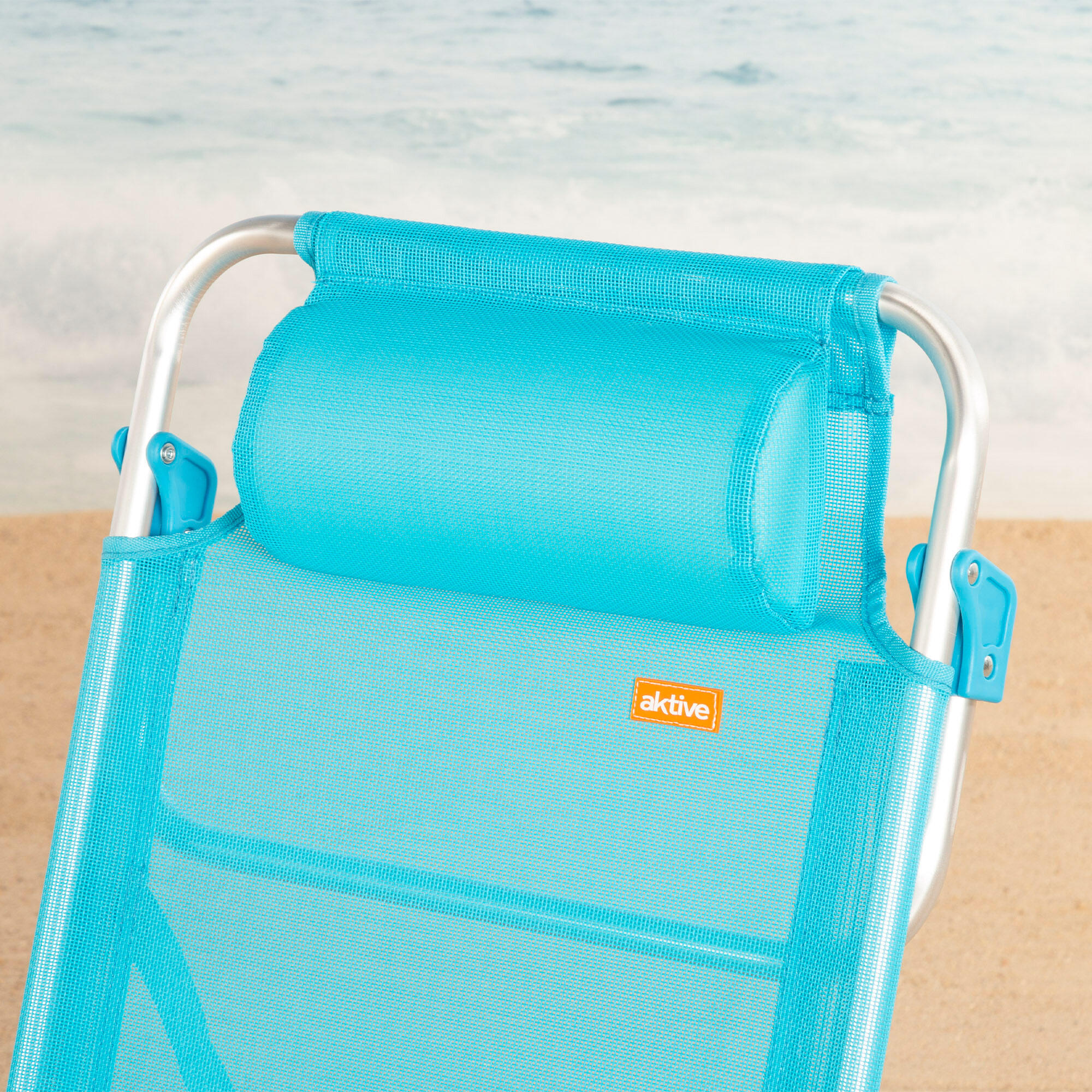 Aktive Set di 2 sedie da spiaggia basse multiposizione 47x49x82 cm blu 7/7