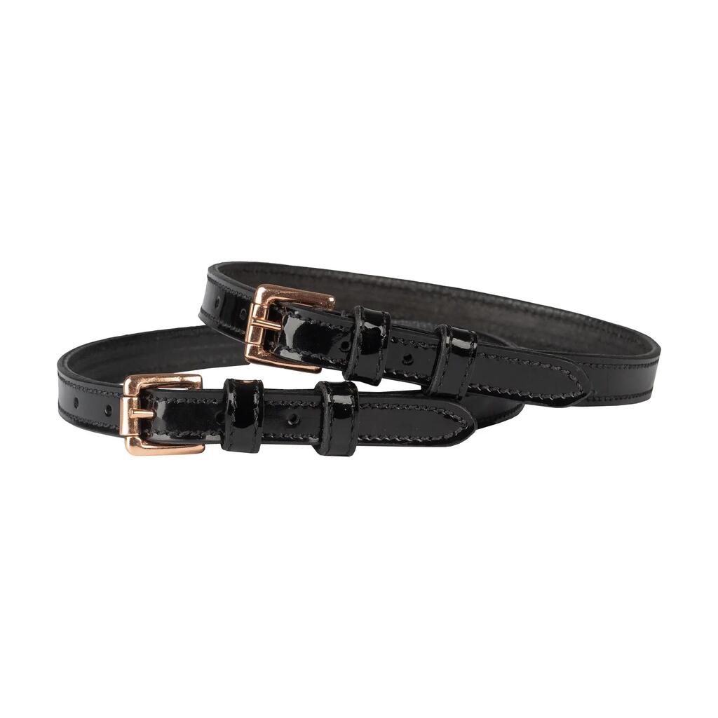 Double leather spur strap for horses with a glossy finish HORKA (x2)
