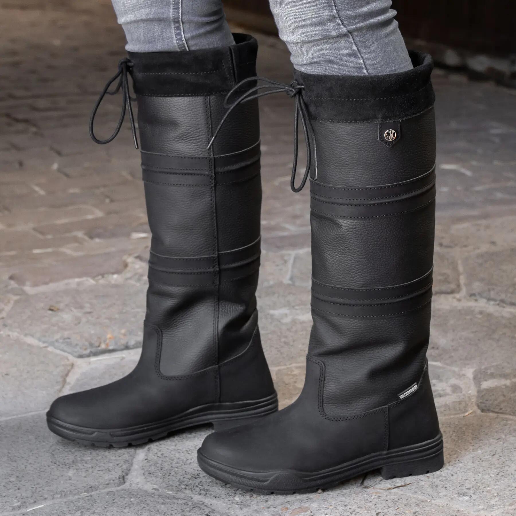 Bottes D'équitation Anglaises EQUISTAR Neuves – Femme – Noir – Cuir – Taille US 10 (Modèle 467522)
