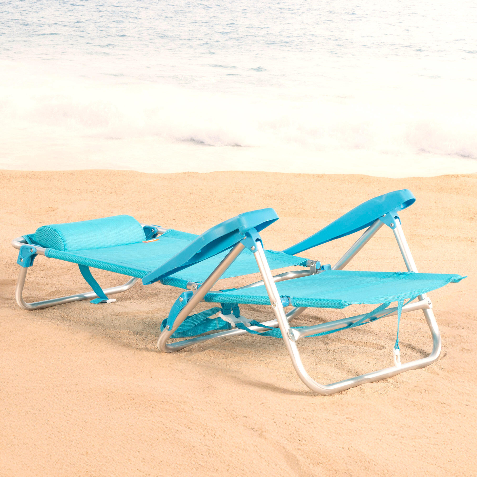 Aktive Set di 2 sedie da spiaggia basse multiposizione 47x49x82 cm Caribe 5/7