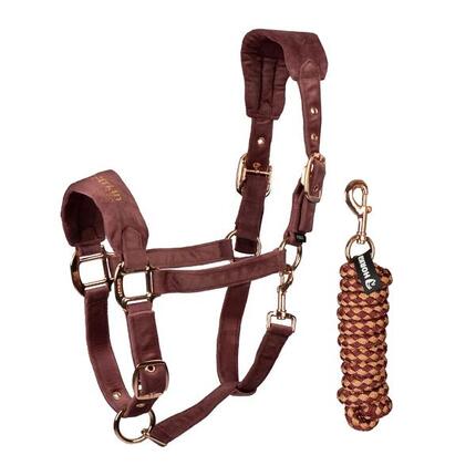 Ensemble licol et longe pour cheval en velours Horka