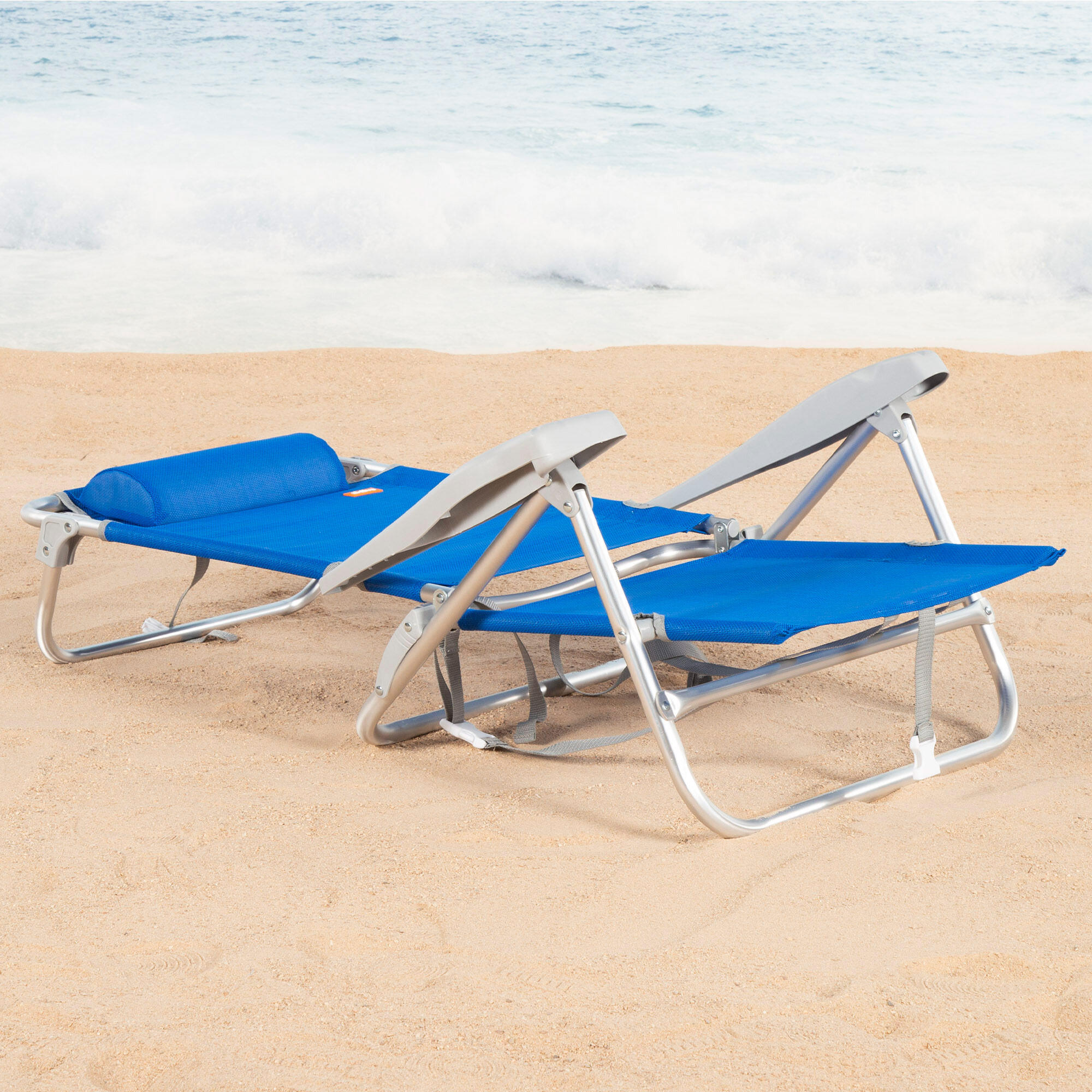 Aktive Set di 2 sedie da spiaggia basse multiposizione 47x49x82 cm Gomera 5/7