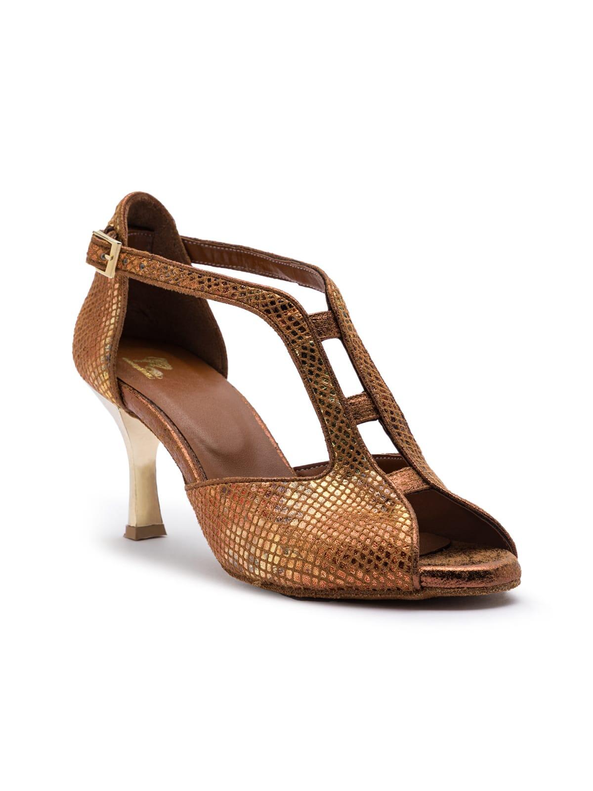 ESP11 Tanzschuhe in Bronze - 7.0 cm flare 3/7