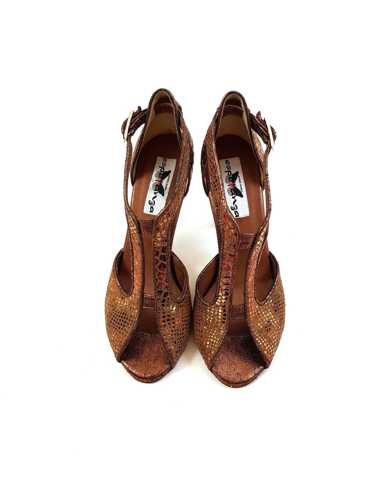 ESP11 Tanzschuhe in Bronze - 7.0 cm flare 7/7