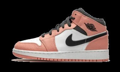 Schoenen - basketbal - jordan 1 mid - pink quartz/dark grey