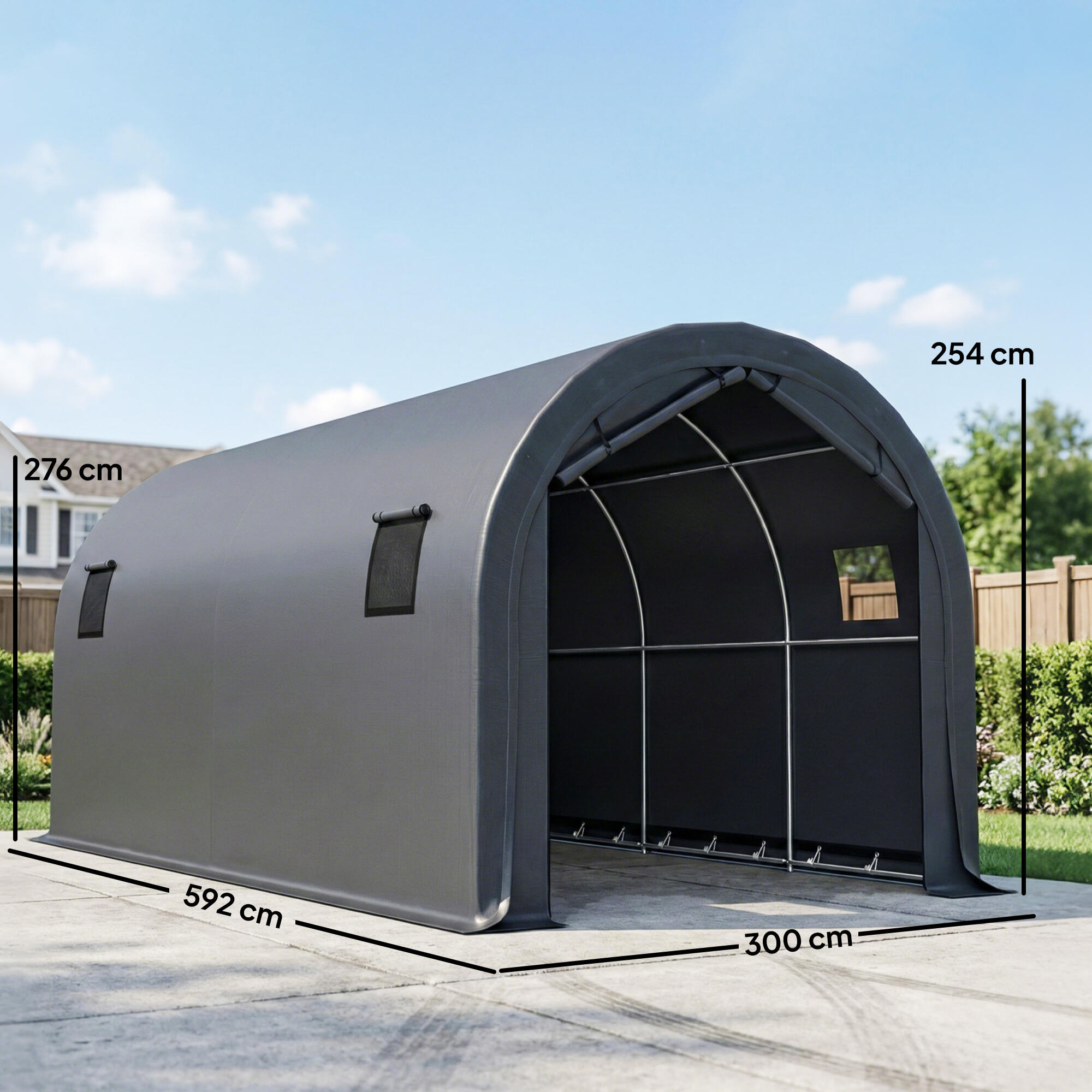 Carpa para Garagem Outsunny Cinzento Escuro 3/5