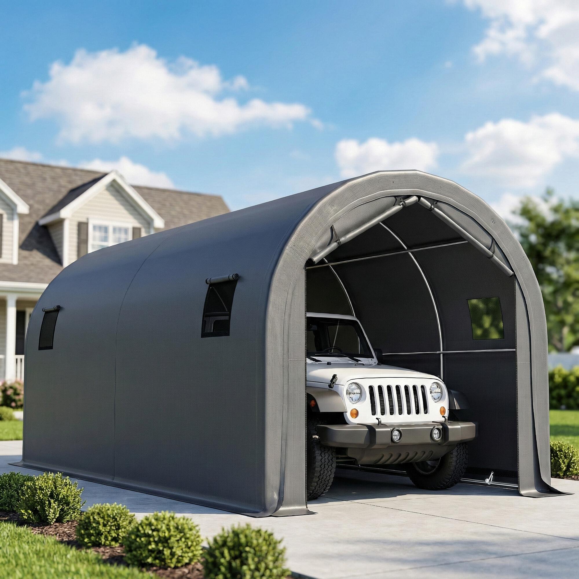 Carpa para Garagem Outsunny Cinzento Escuro 2/5