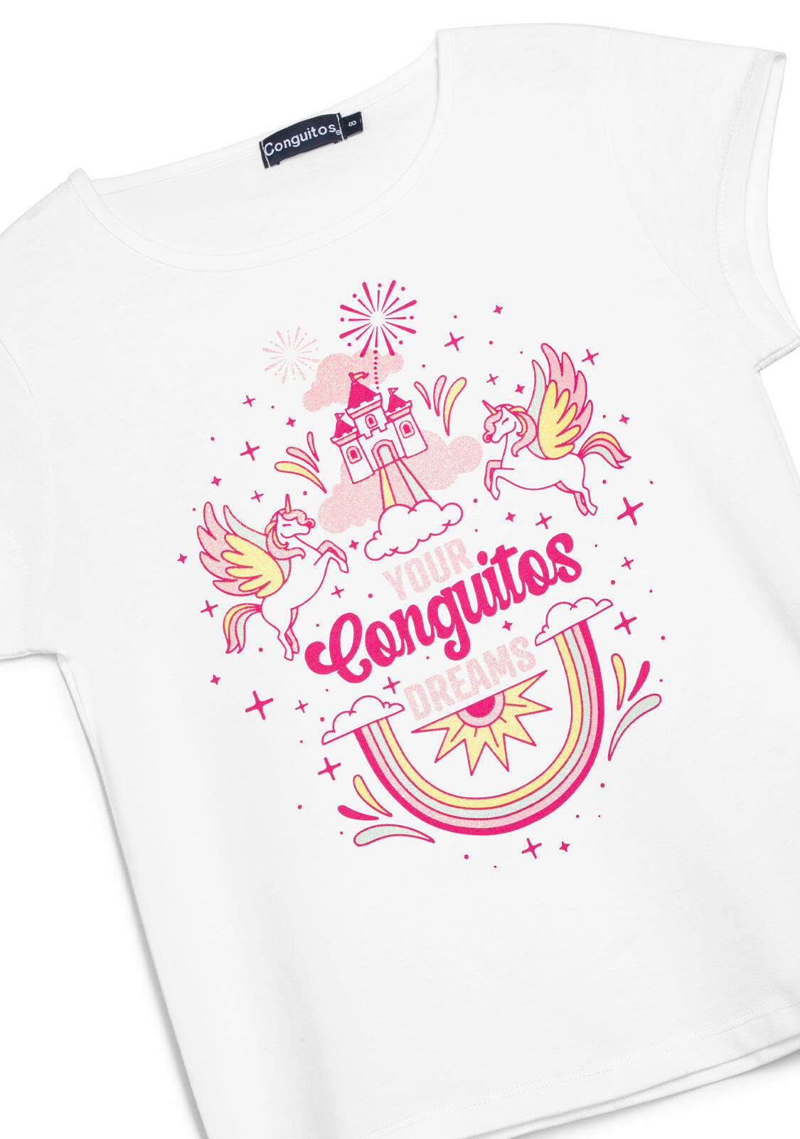 Camiseta de Niña con Diseño de Unicornio en Blanco 2/3