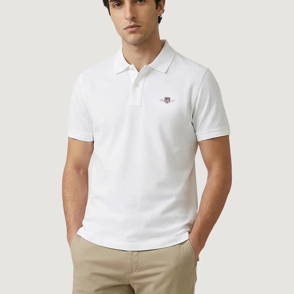 MEN'S short-sleeved polo shirt REG SHIELD SS PIQUE POLO WHITE