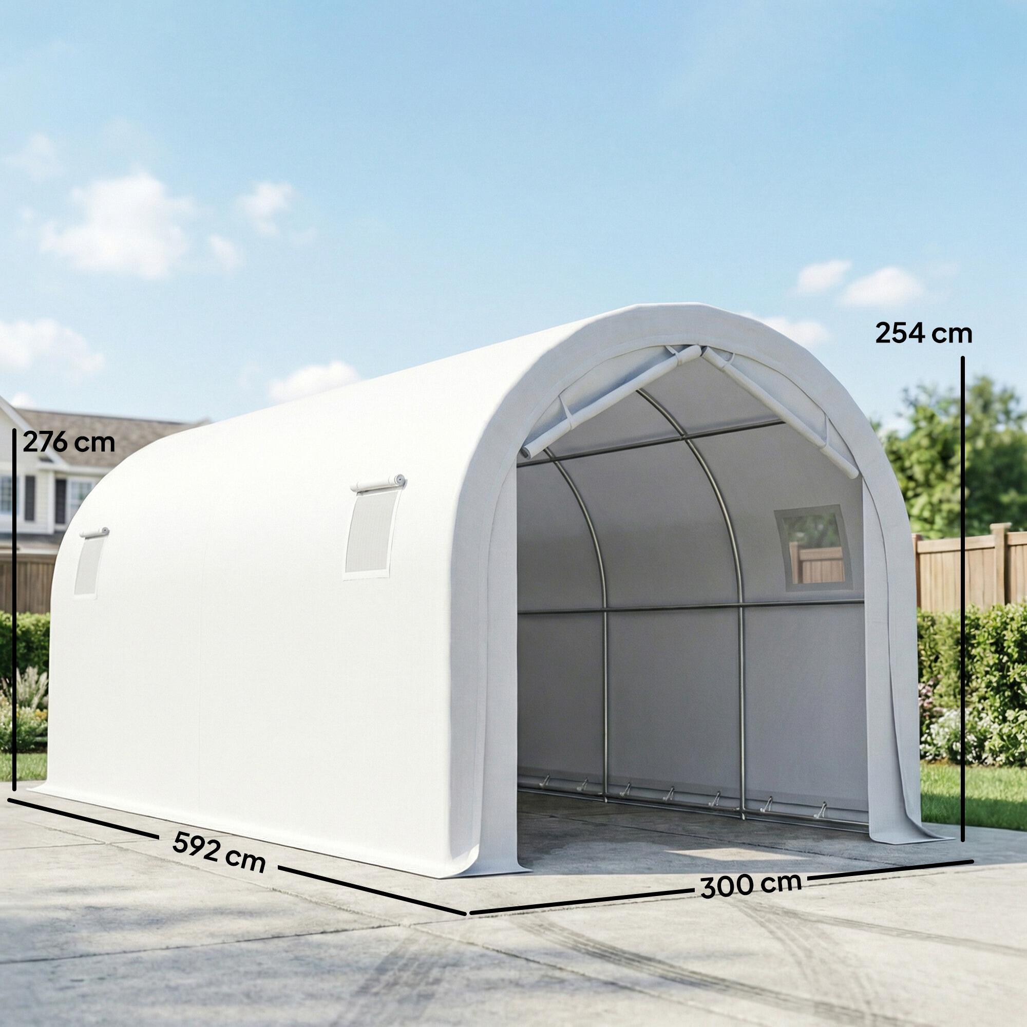 Tenda para garagem 592x300x276 cm branco Outsunny 3/5