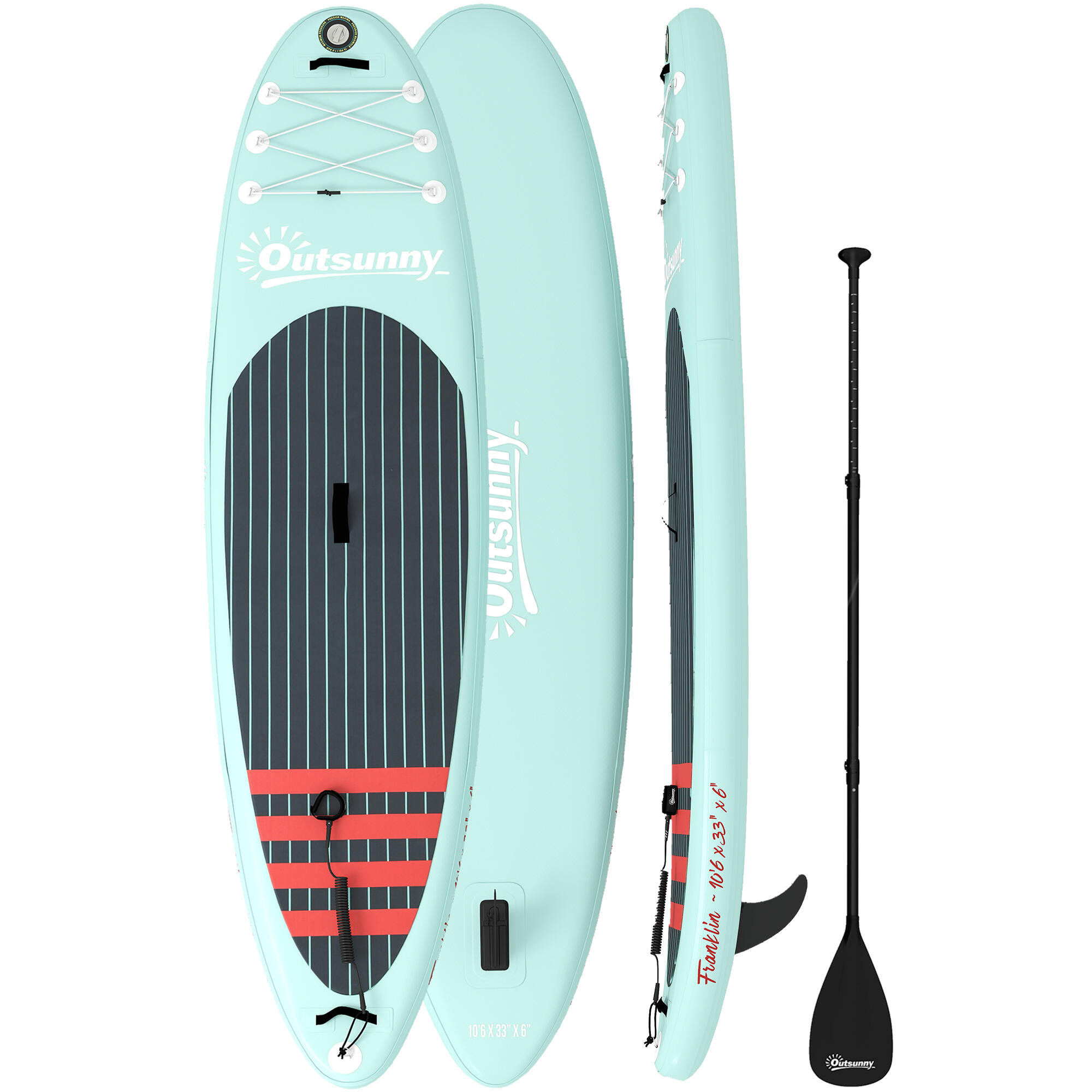 Paddle Surf Insuflável Outsunny Azul e Laranja 1/5