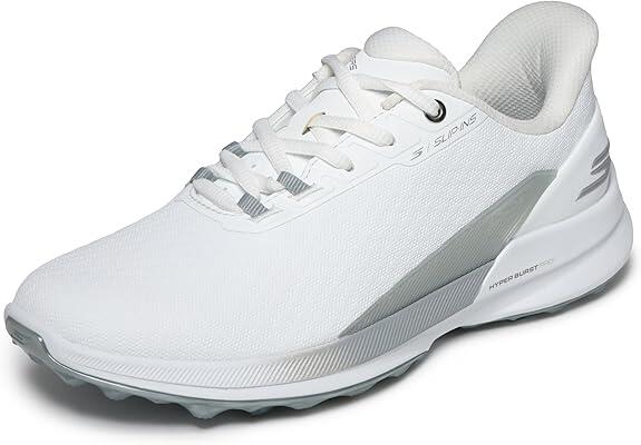 Skechers Golf Pure SI, chaussures de golf pour femmes, blanc/gris 2/6