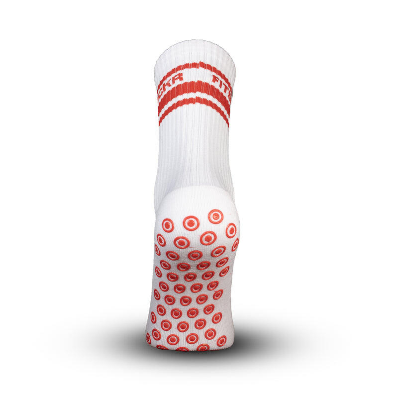 Conjunto de 3 pares de meias antiderrapantes Line - Branco Vermelho 3/5