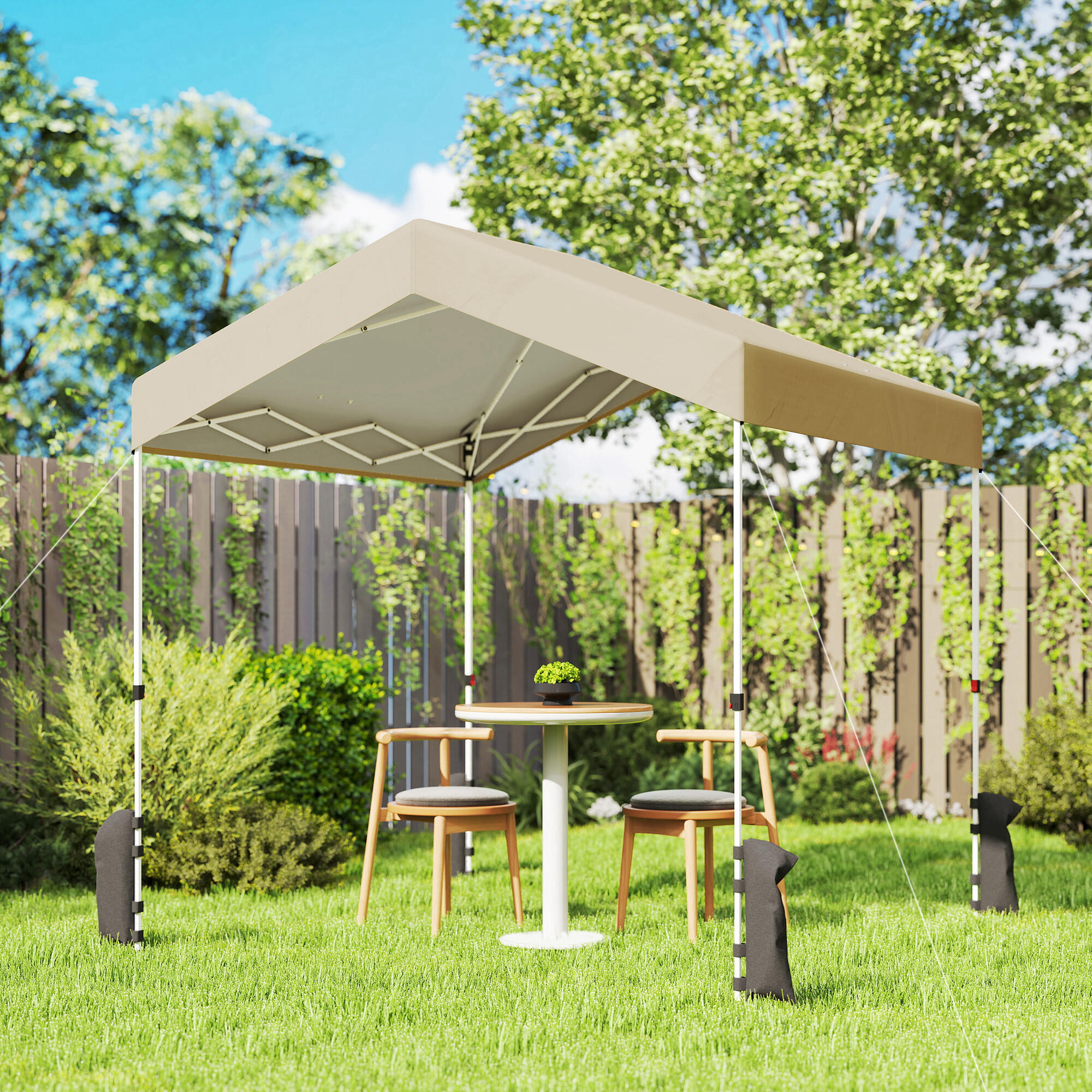 Tenda dobrável 241x239x257 cm bege Outsunny 2/5