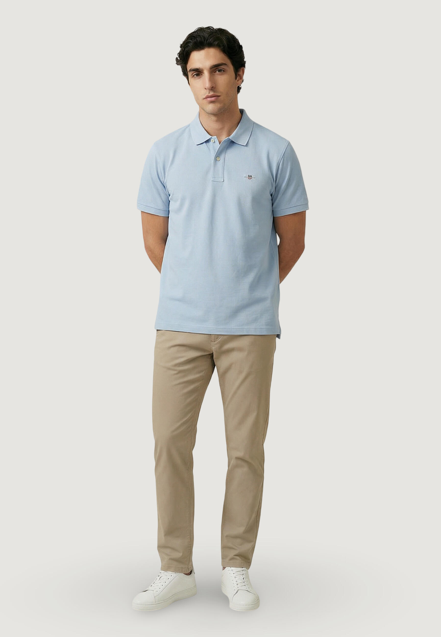 Polo maniche corte Uomo REG SHIELD SS PIQUE POLO Celeste 5/5
