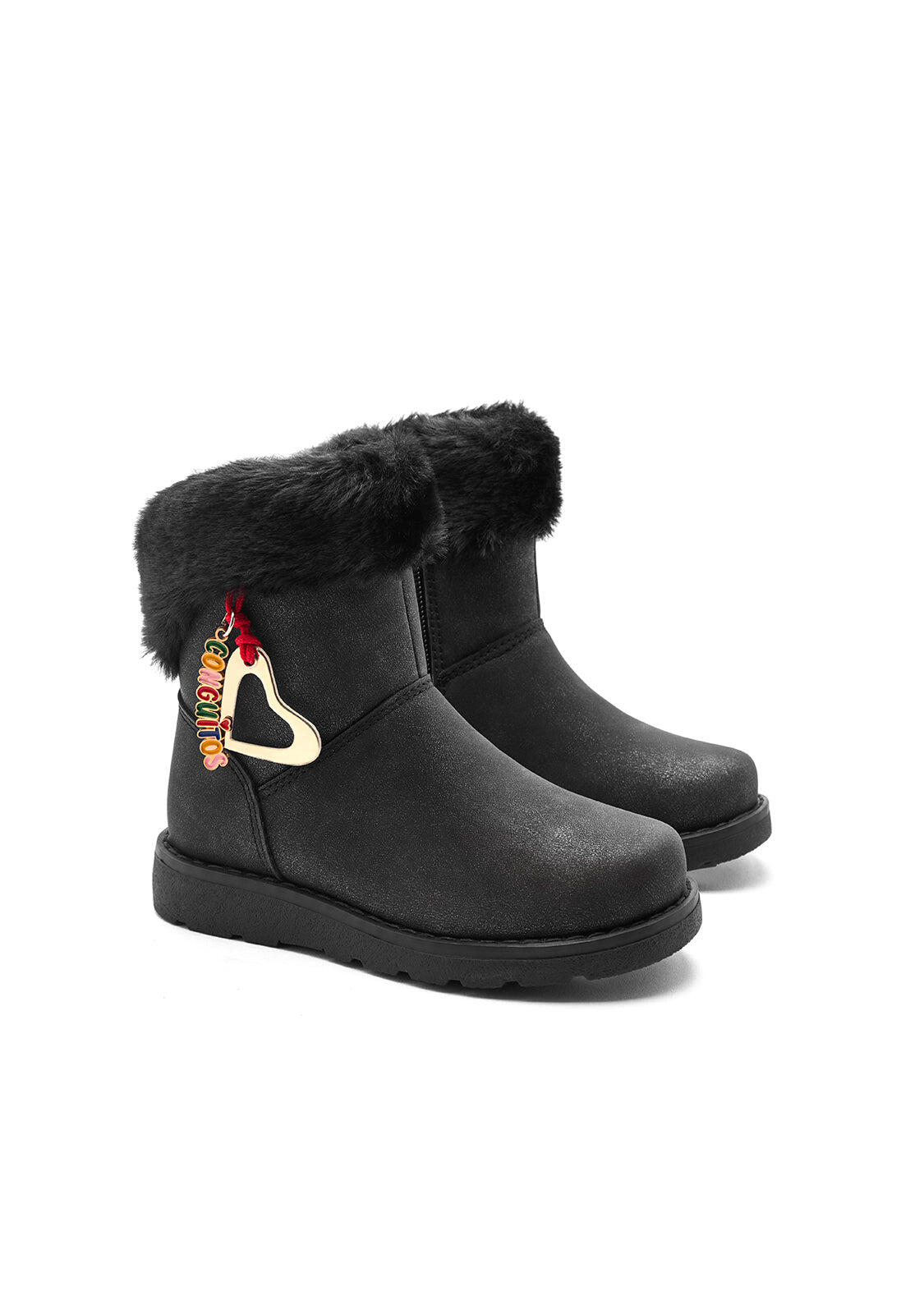 Botas de niña con forro interior detalle charm corazón 2/4