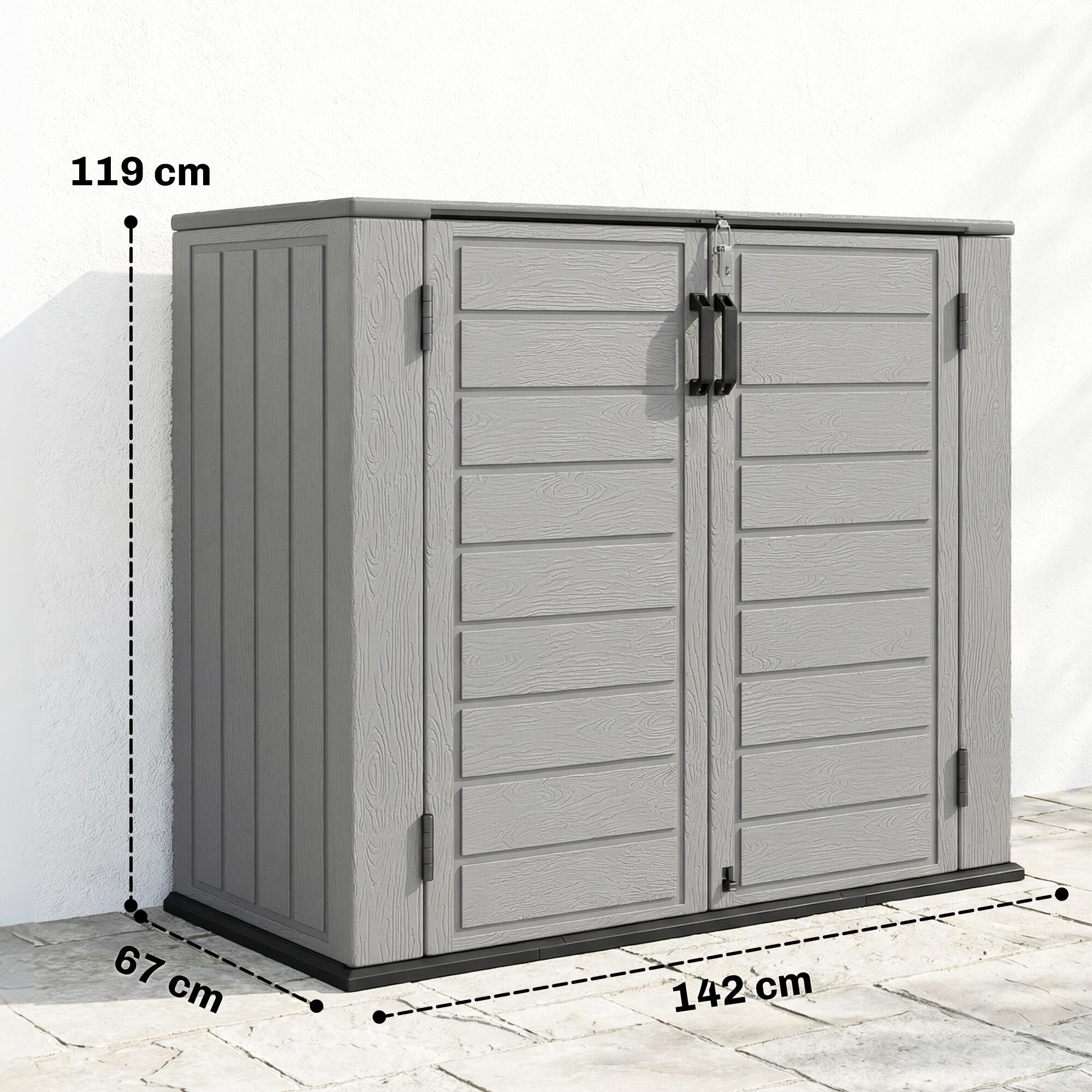 Caseta de Jardín Outsunny 142x67x119 cm Gris Claro 3/5