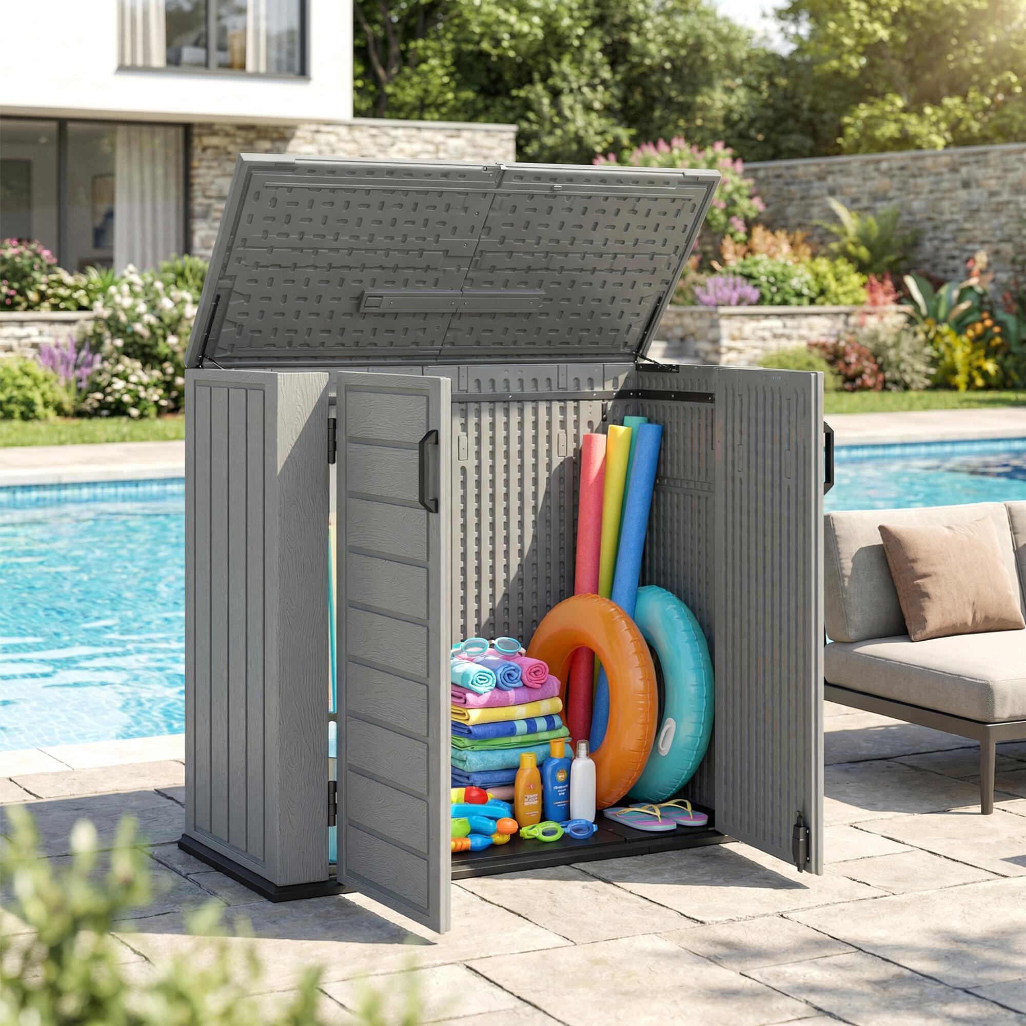 Caseta de Jardín Outsunny 142x67x119 cm Gris Claro 2/5