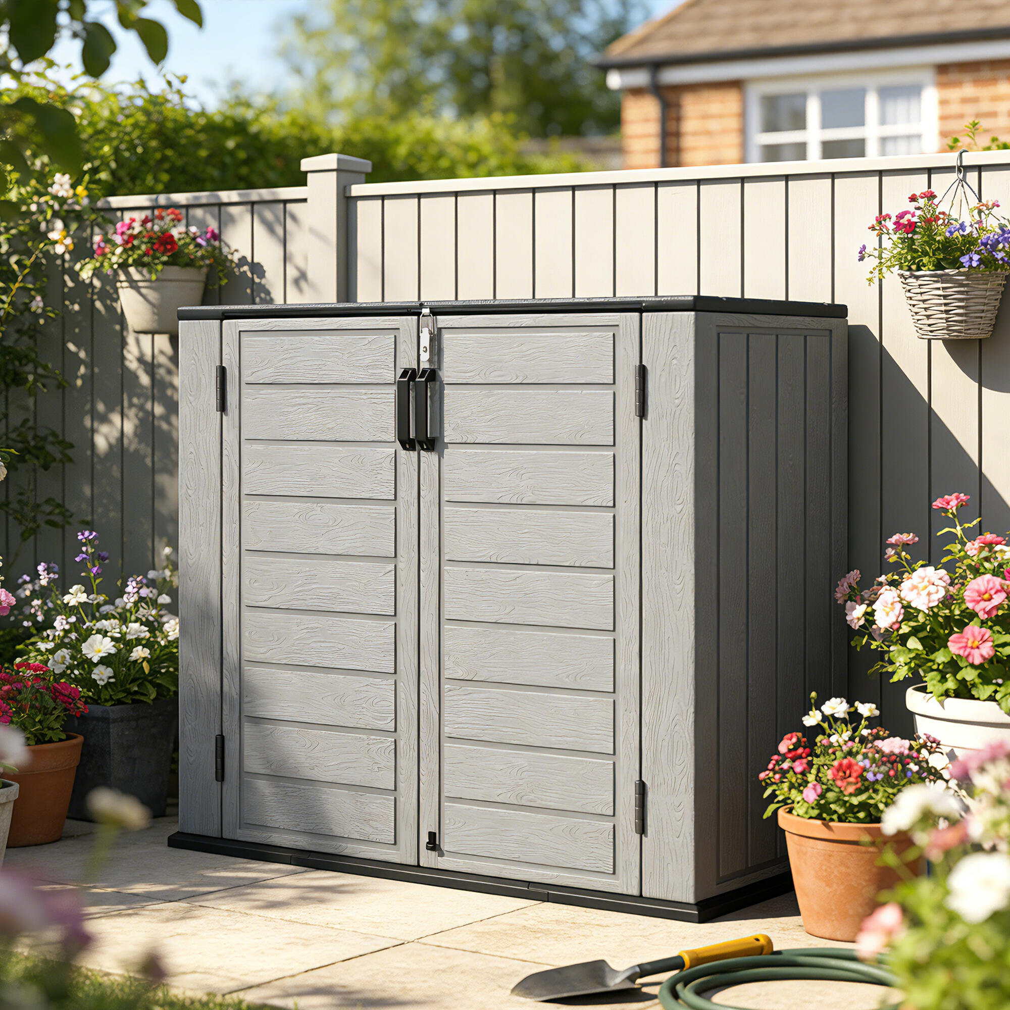 Caseta de Jardín Outsunny 142x67x119 cm Gris Claro 5/5