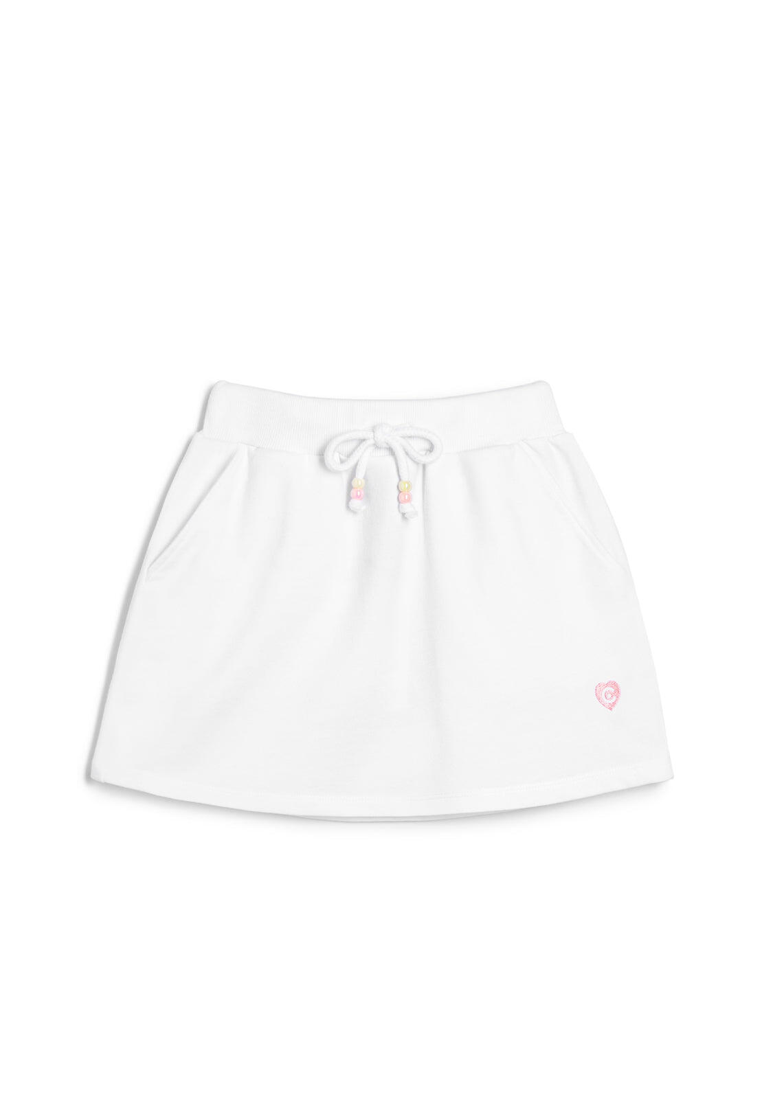 Falda de Niña con Logo Lateral en Blanco 1/3