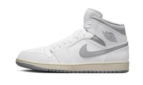 Scarpe - basket - air jordan 1 mid - pelle mid - bianco/grigio neutro