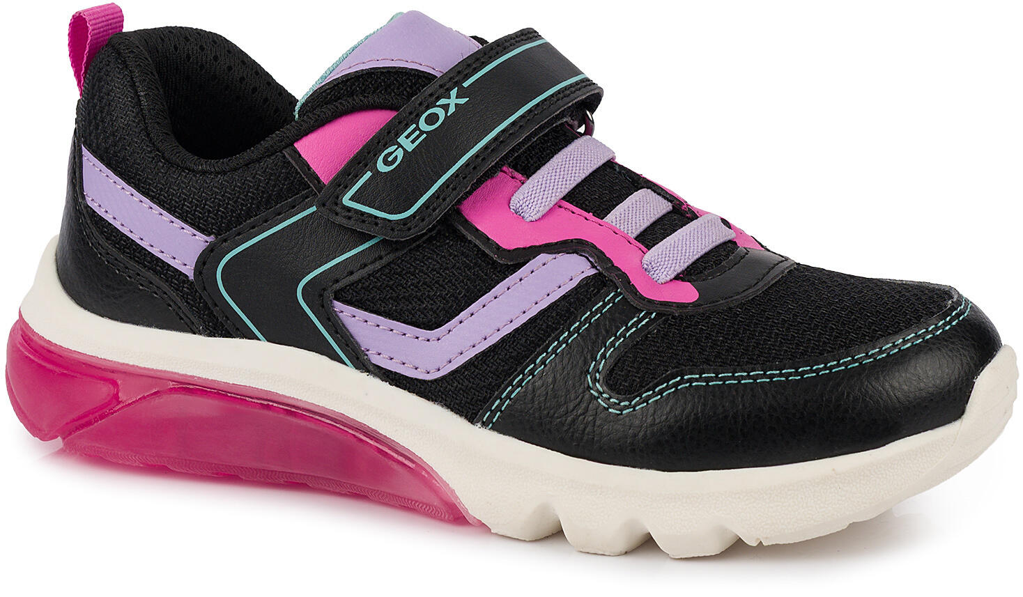Buty dziecięce sportowe sneakersy na rzep ekoskóra świecące LED GEOX J CIBERDRON 2/7